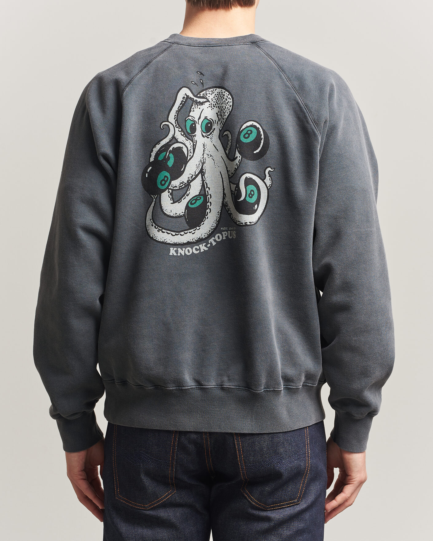 Heren | Truien | Nudie Jeans | Palle Printed Crew Neck Sweatshirt Antracite