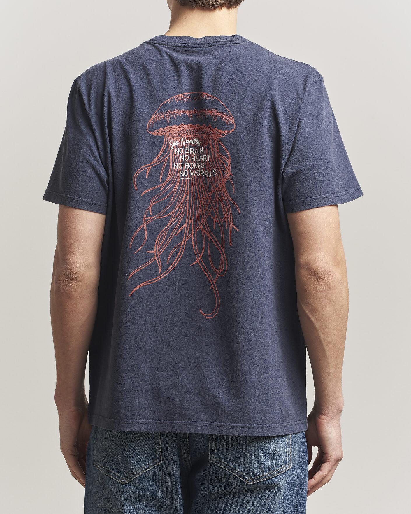 Heren | T-shirts | Nudie Jeans | Roy Printed T-Shirt Dark Blue