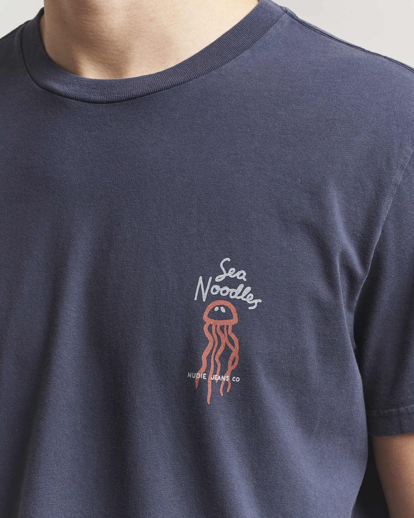 Heren | T-shirts | Nudie Jeans | Roy Printed T-Shirt Dark Blue