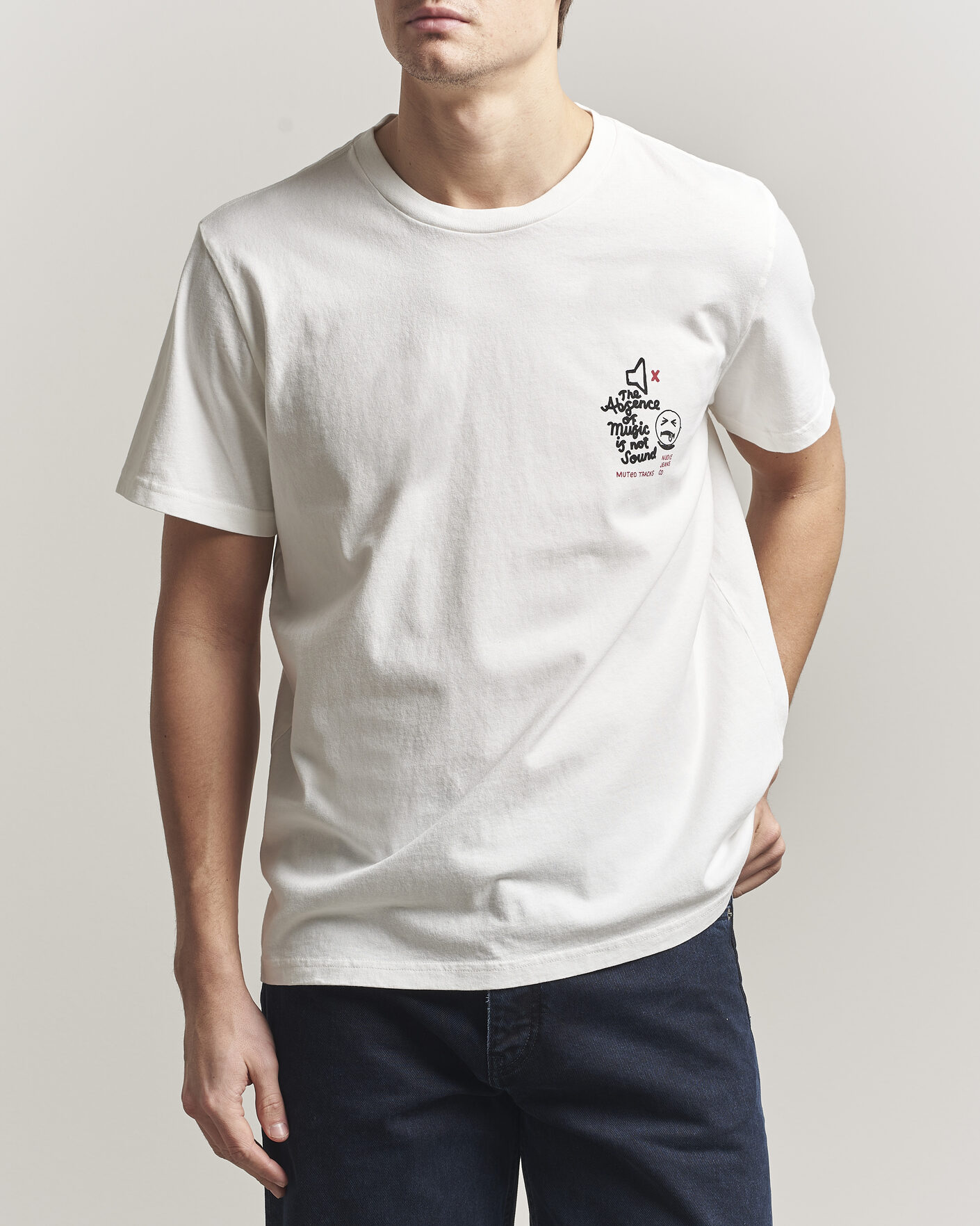 Heren | T-shirts | Nudie Jeans | Roy Printed T-Shirt Chalk White