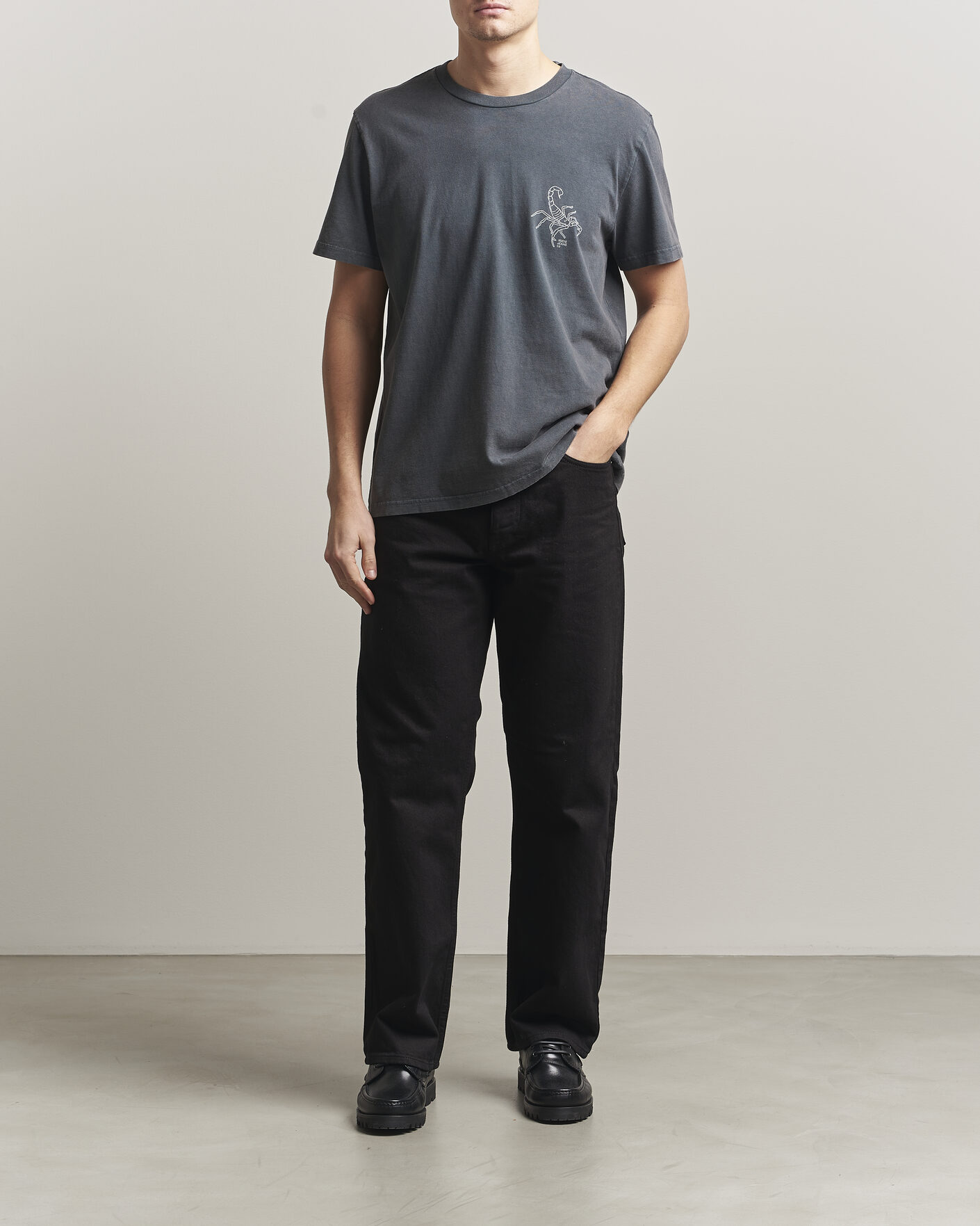 Heren | T-shirts | Nudie Jeans | Roy Printed T-Shirt Antracite