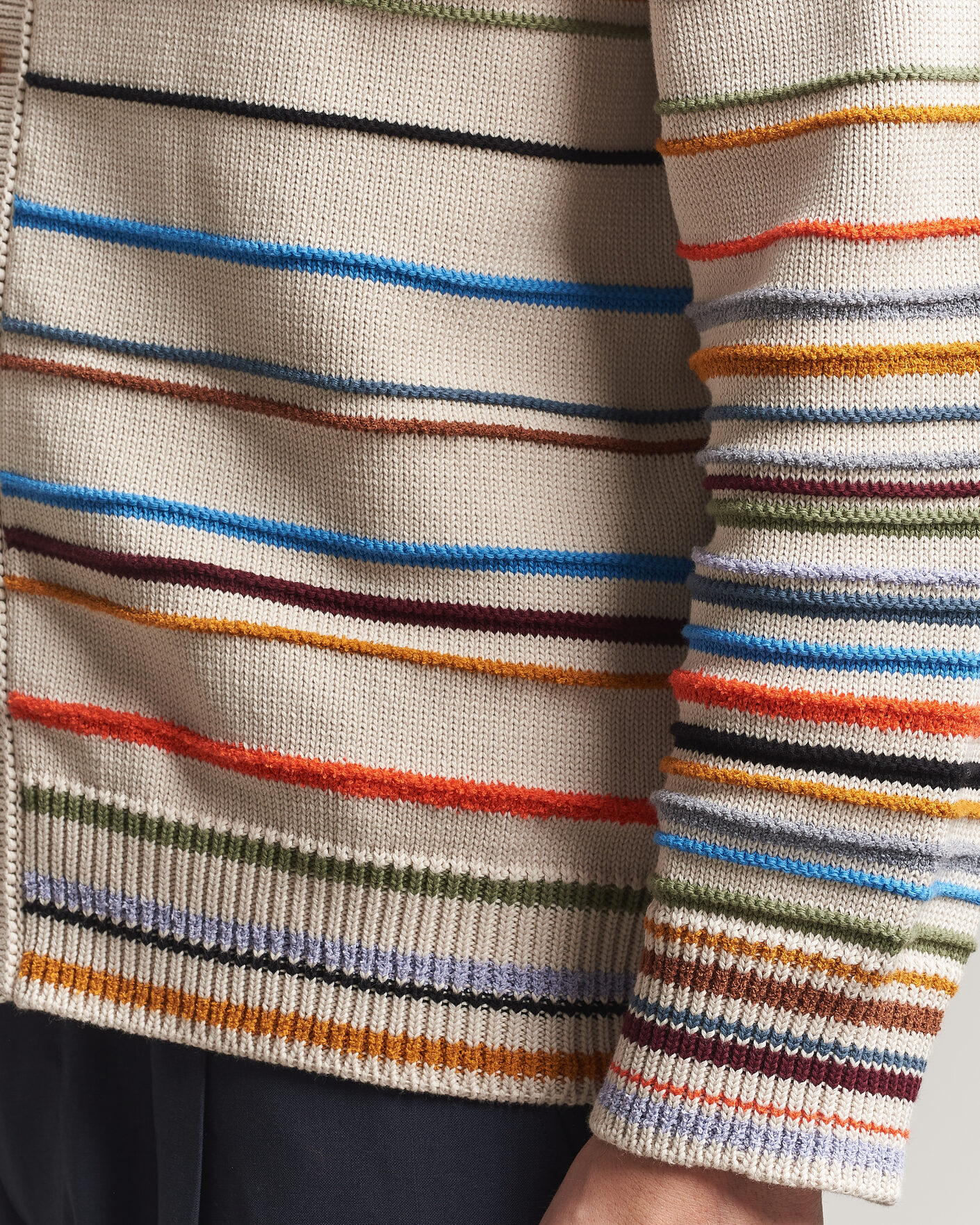 Heren | Truien | Paul Smith | Signature Stripe Knitted Cardigan White