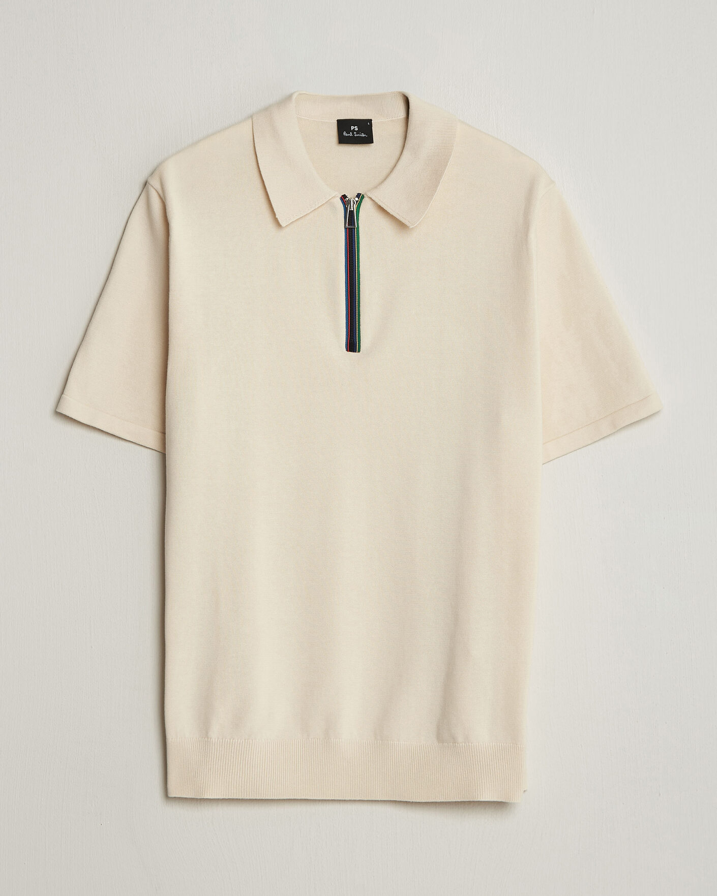 Heren | Polo's | PS Paul Smith | Cotton Knitted Half Zip Polo Off White