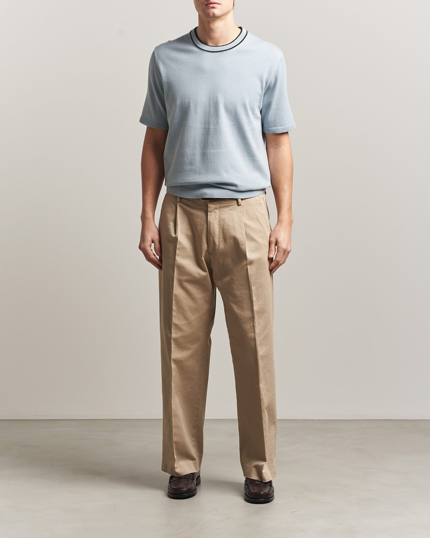 Heren | T-shirts | PS Paul Smith | Cotton Knitted T-Shirt Light Blue
