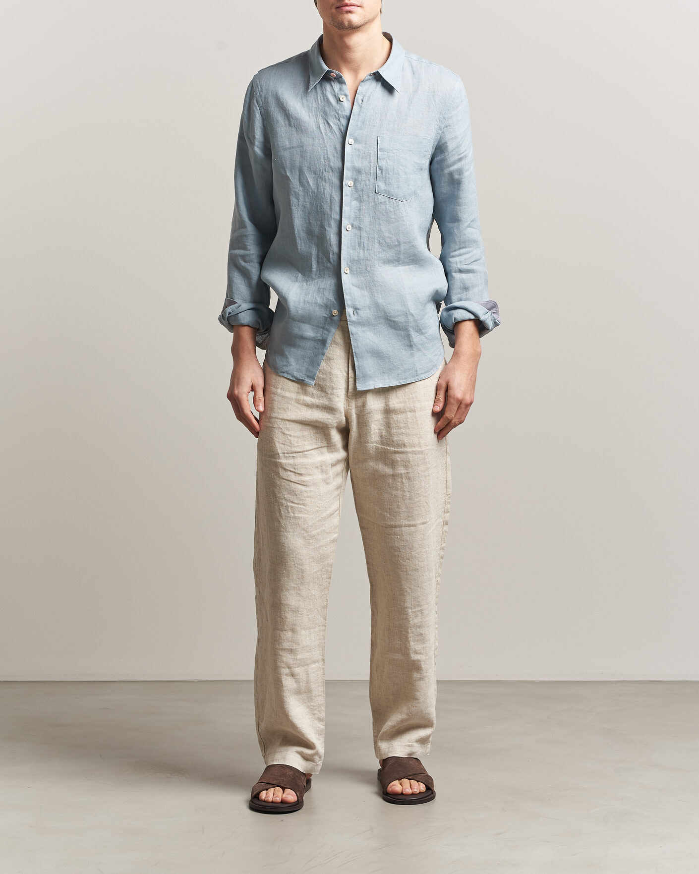Heren | Overhemden | PS Paul Smith | Tailored Fit Linen Shirt Light Blue