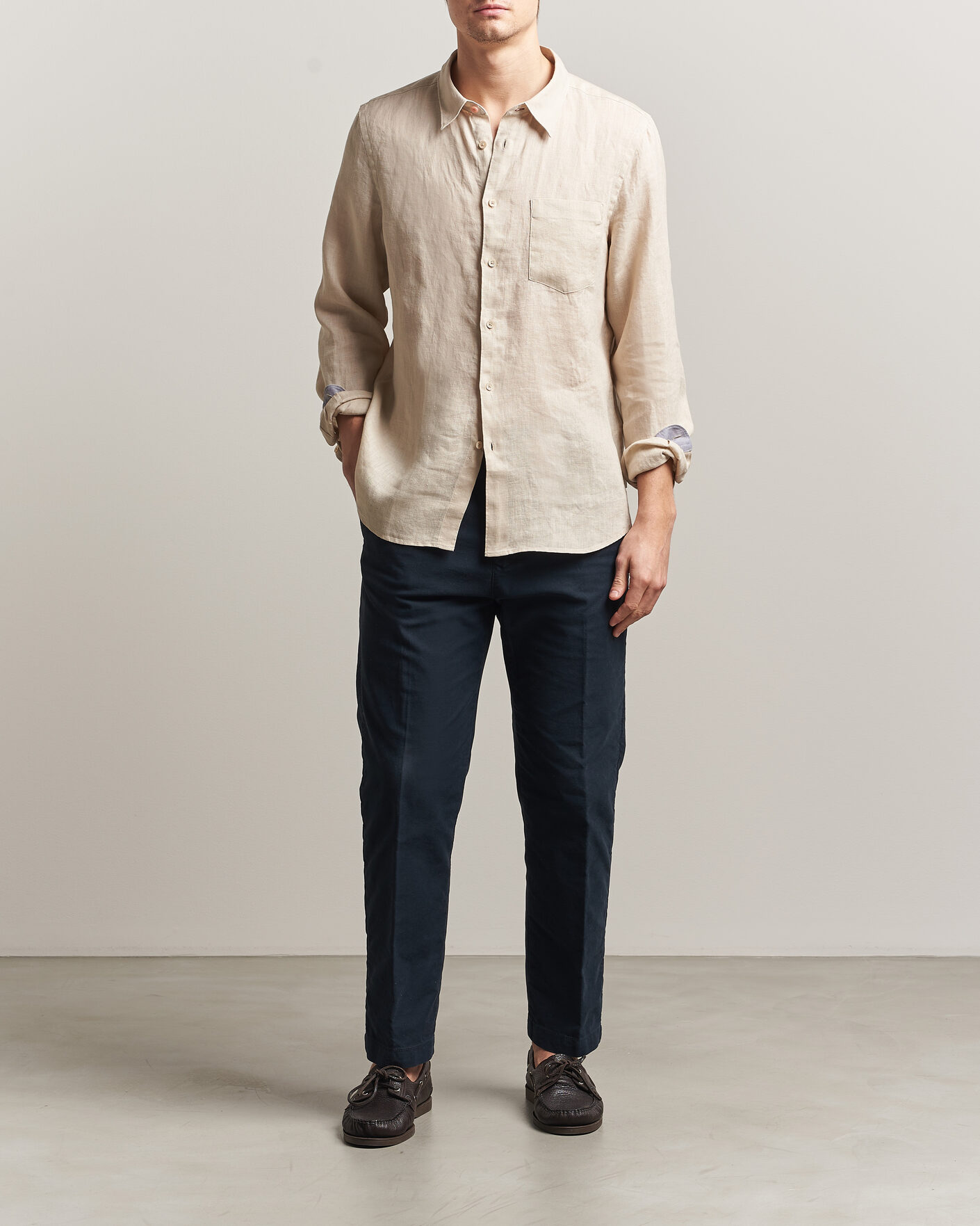 Heren | Overhemden | PS Paul Smith | Tailored Fit Linen Shirt Beige