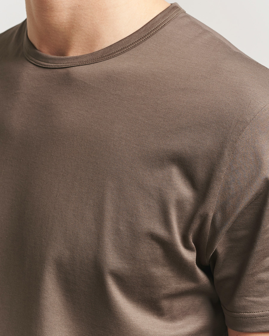 Heren | T-shirts | Sunspel | Crew Neck Q82 Cotton T-Shirt Dark Cedar
