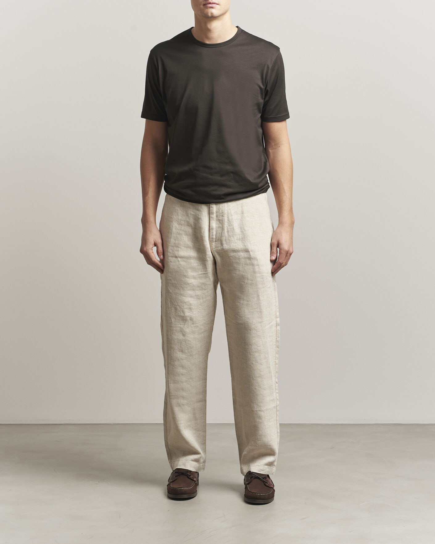 Heren | T-shirts | Sunspel | Crew Neck Q82 Cotton T-Shirt Dark Chocolate