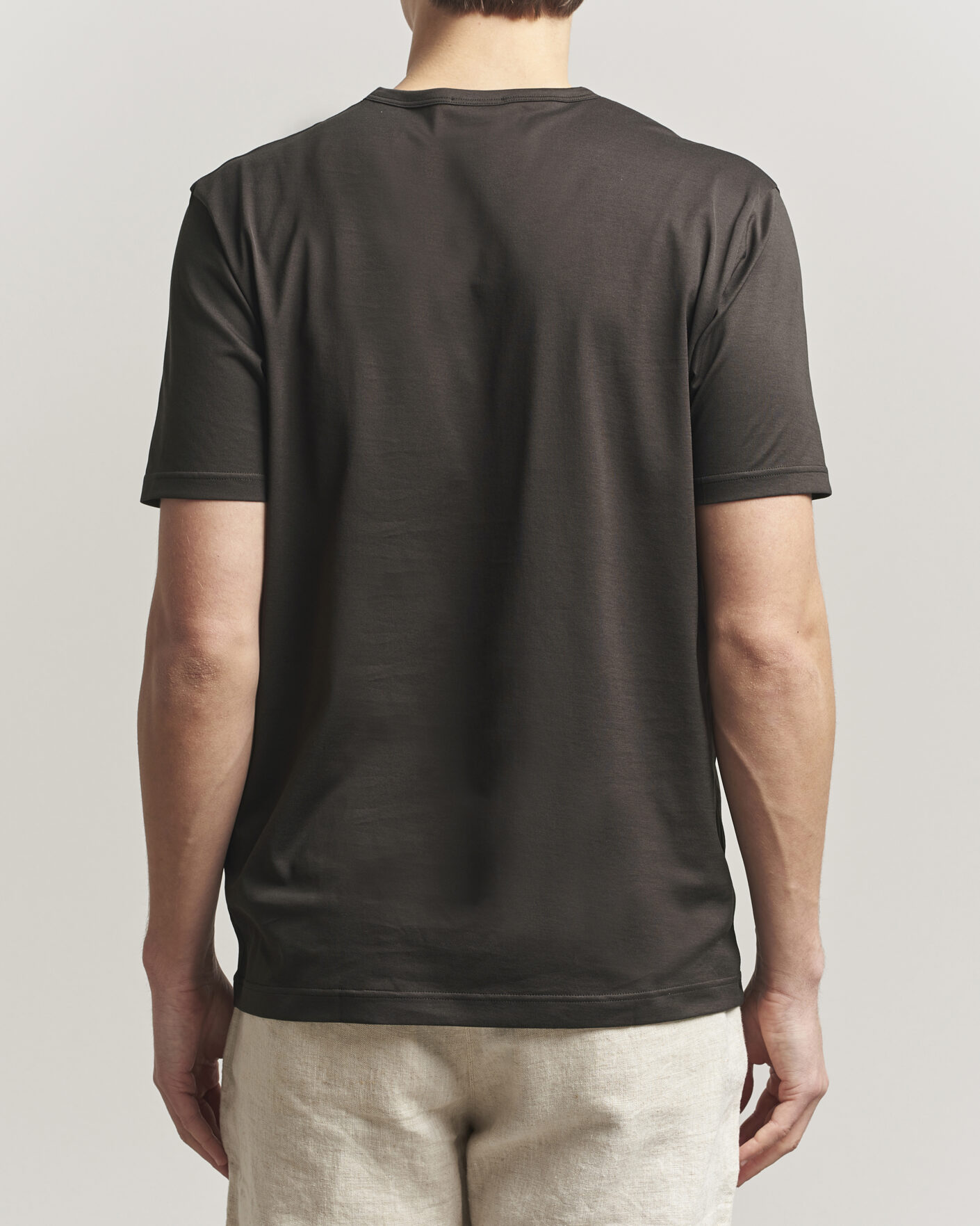 Heren | T-shirts | Sunspel | Crew Neck Q82 Cotton T-Shirt Dark Chocolate