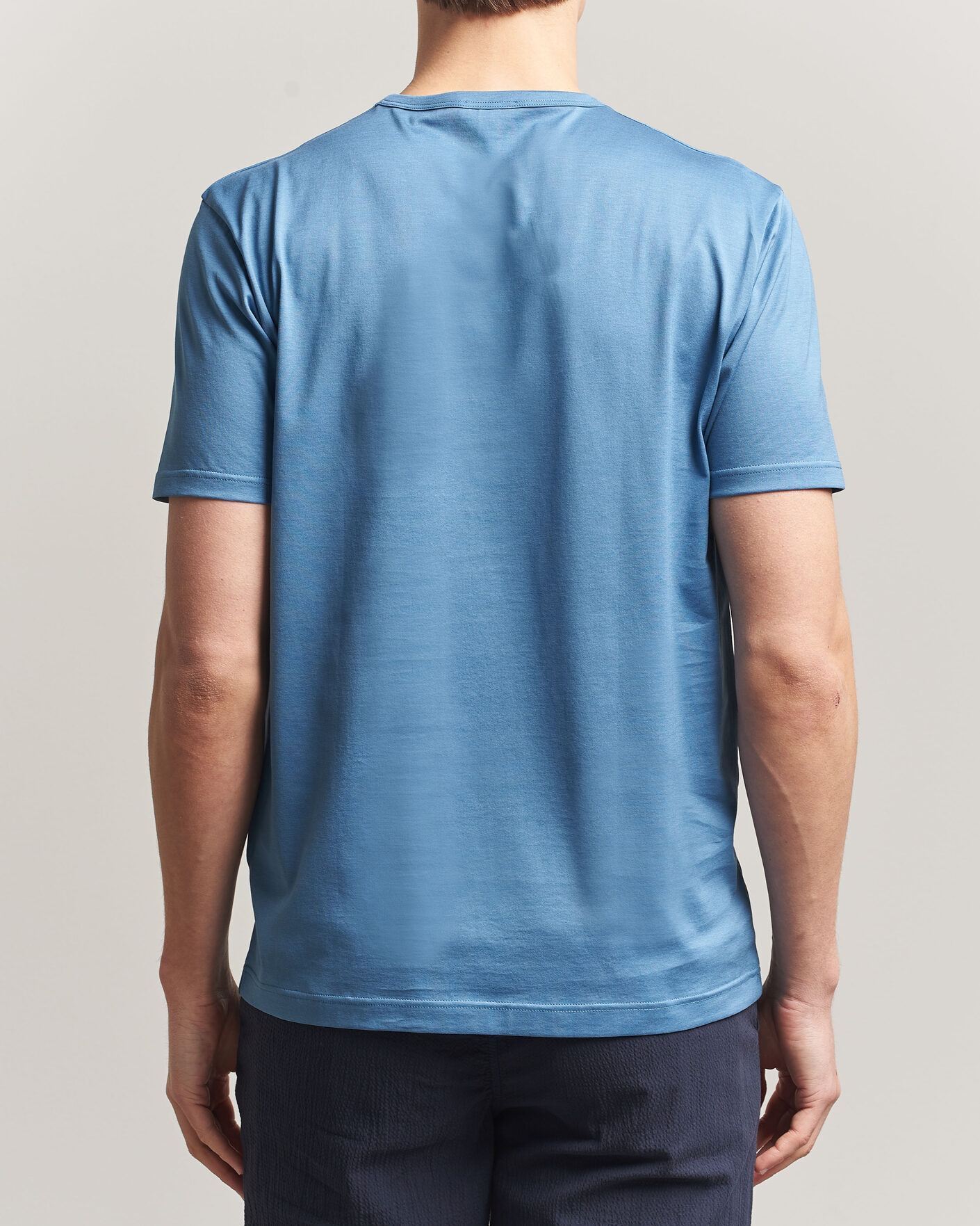 Heren | T-shirts | Sunspel | Crew Neck Q82 Cotton T-Shirt Air Force Blue