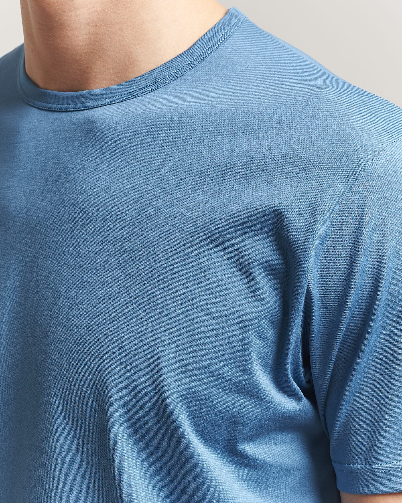 Heren | T-shirts | Sunspel | Crew Neck Q82 Cotton T-Shirt Air Force Blue