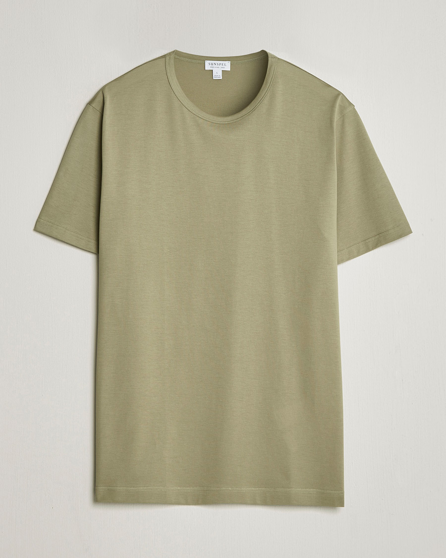 Heren | T-shirts | Sunspel | Crew Neck Q82 Cotton T-Shirt Pistachio
