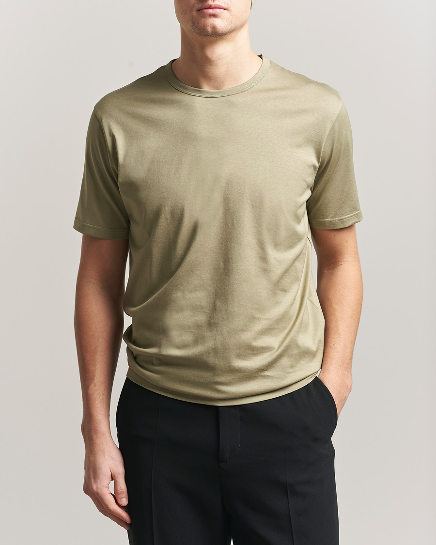 Heren | T-shirts | Sunspel | Crew Neck Q82 Cotton T-Shirt Pistachio