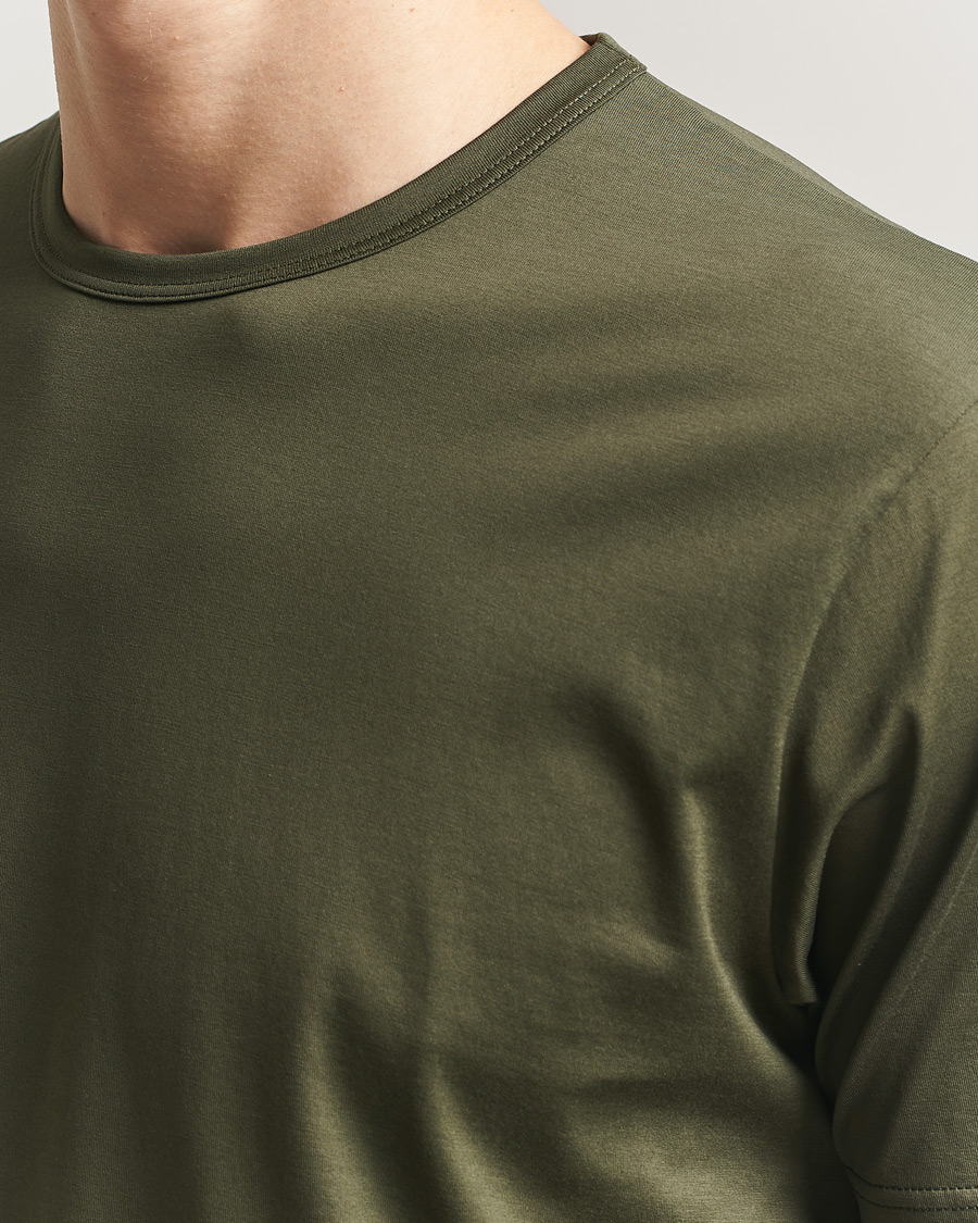 Heren | T-shirts | Sunspel | Crew Neck Q82 Cotton T-Shirt Deep Olive