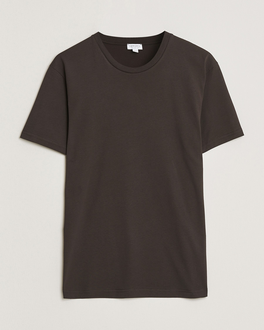 Heren | T-shirts | Sunspel | Riviera Midweight T-Shirt Dark Chocolate
