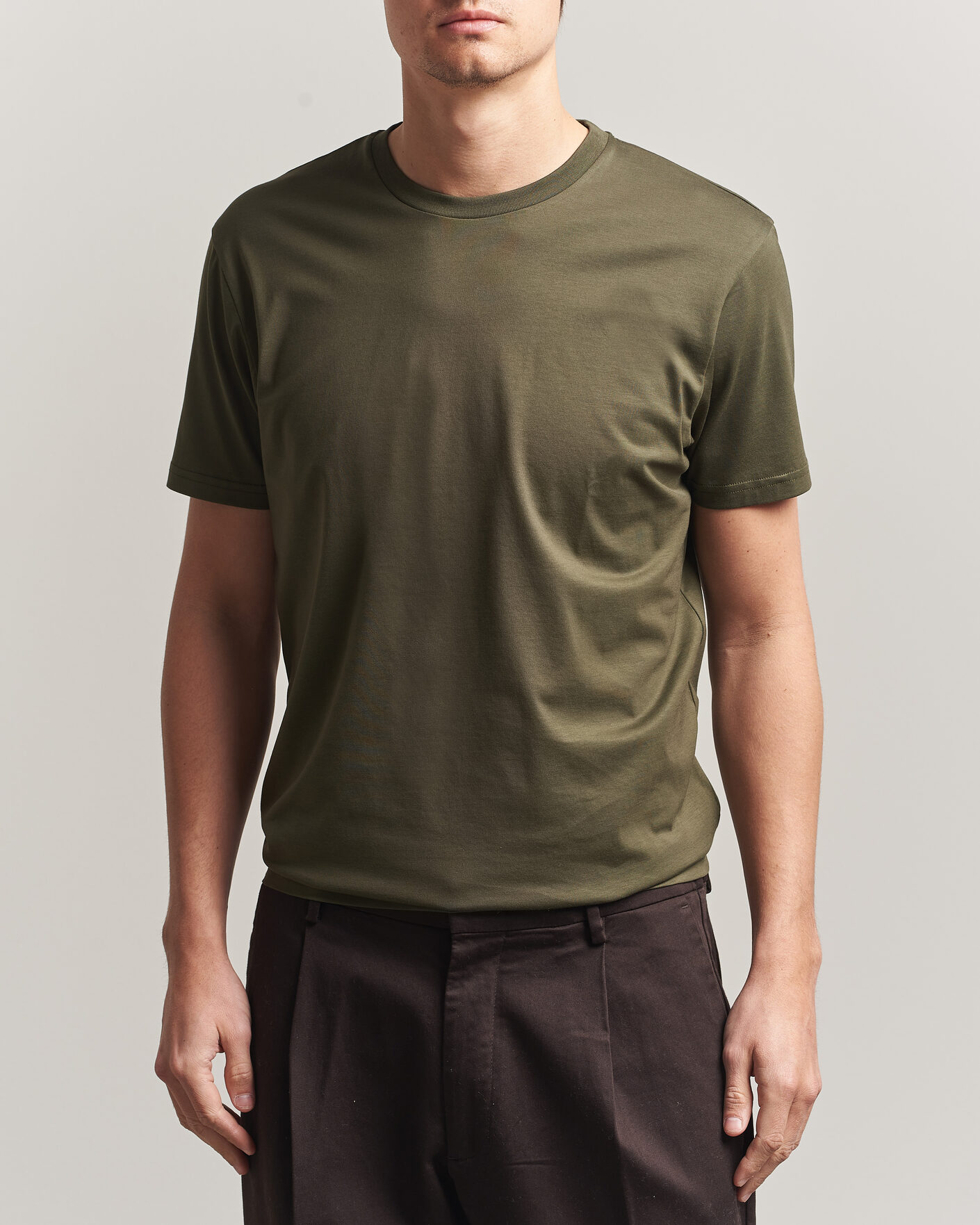 Heren | T-shirts | Sunspel | Riviera Midweight T-Shirt Deep Olive