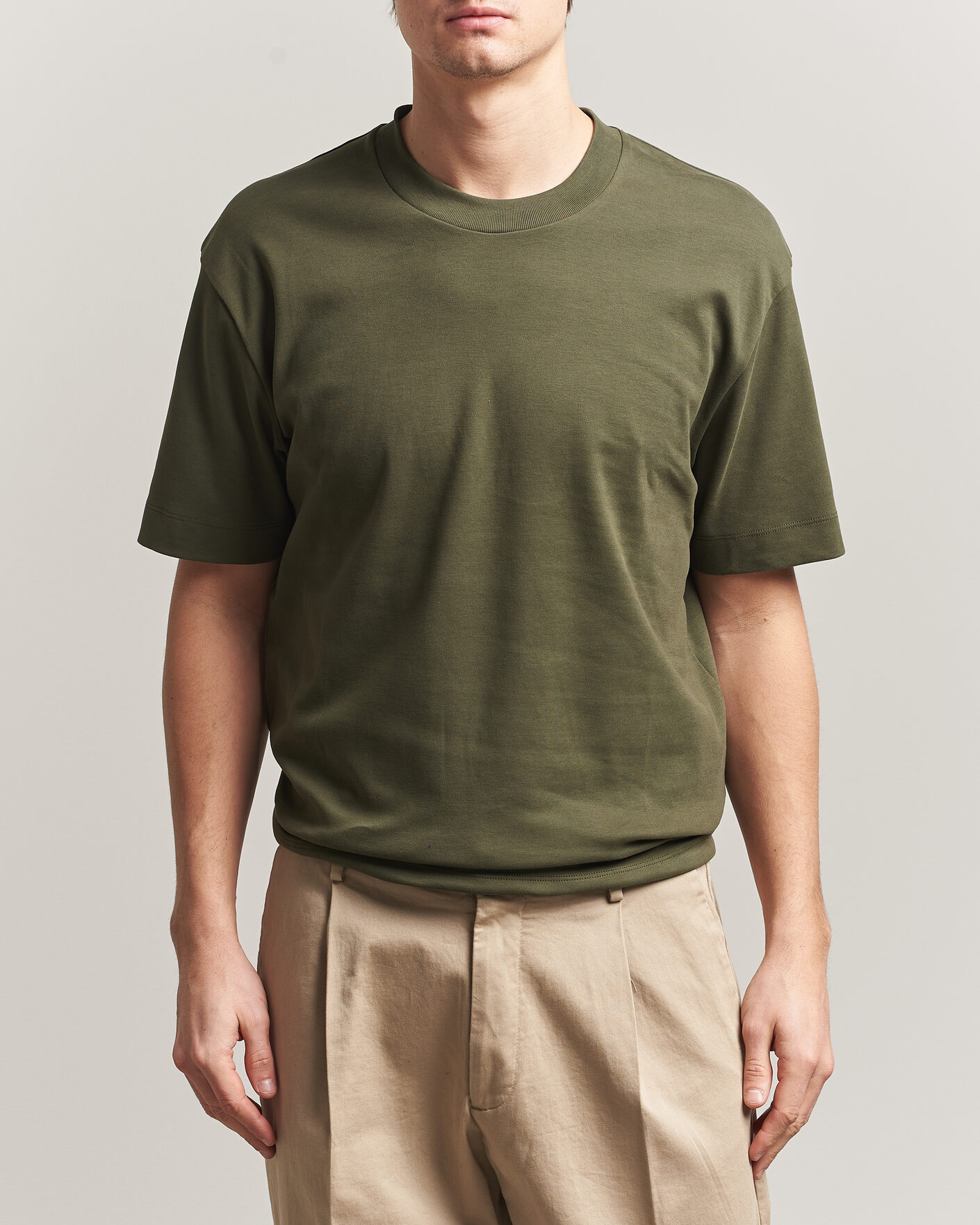 Heren | T-shirts | Sunspel | Heavy Weight Supima Cotton T-Shirt Deep Olive
