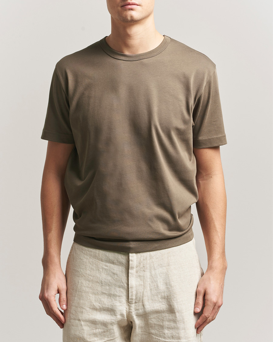 Heren | T-shirts | Sunspel | Single Jersey Supima Cotton T-Shirt Dark Cedar