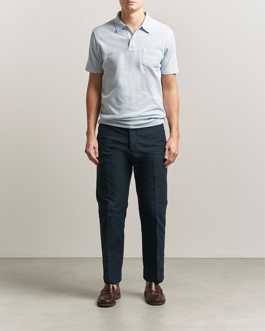Heren | Polo's | Sunspel | Riviera Polo Shirt Pastel Blue