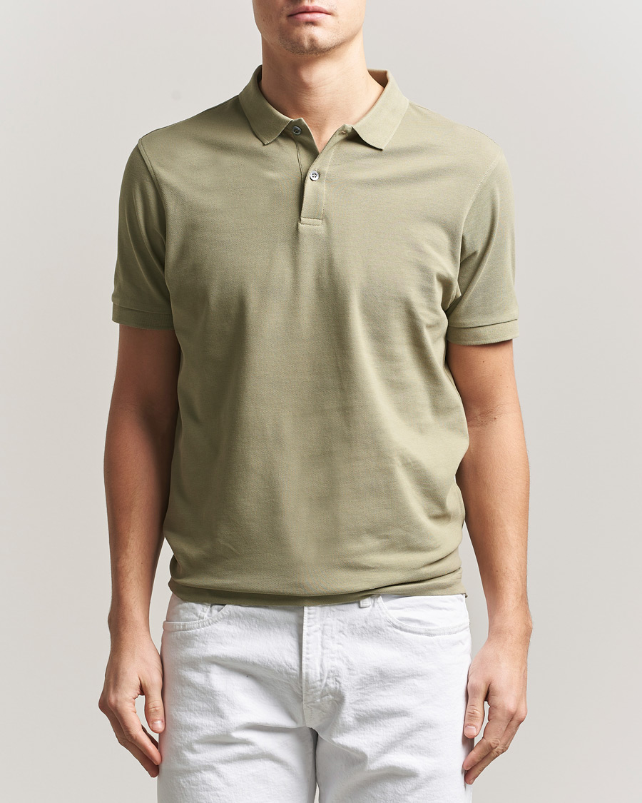 Heren | Polo's | Sunspel | Supima Cotton Short Sleeve Pique Polo Pistachio