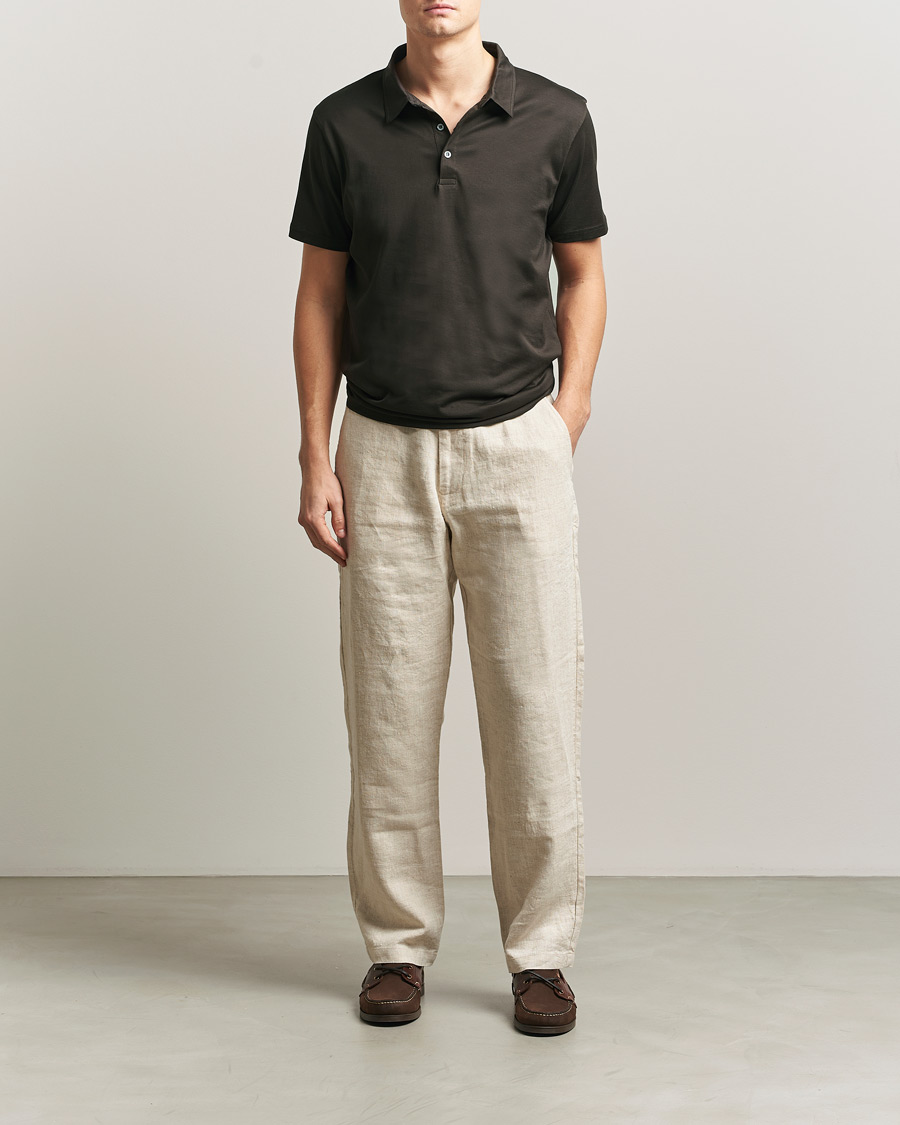 Heren | Polo's | Sunspel | Cotton Jersey Polo Dark Chocolate