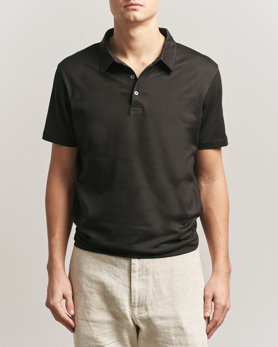 Heren | Polo's | Sunspel | Cotton Jersey Polo Dark Chocolate