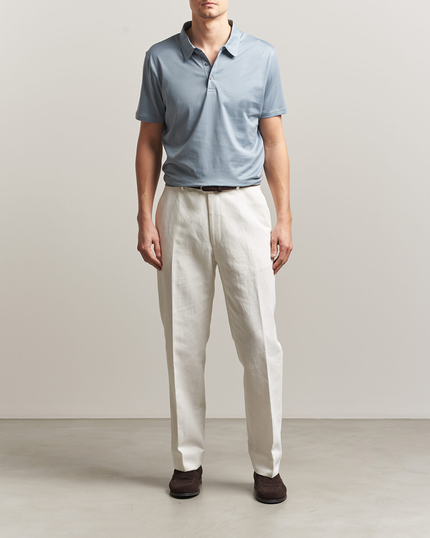 Heren | Polo's | Sunspel | Cotton Jersey Polo Stone Blue