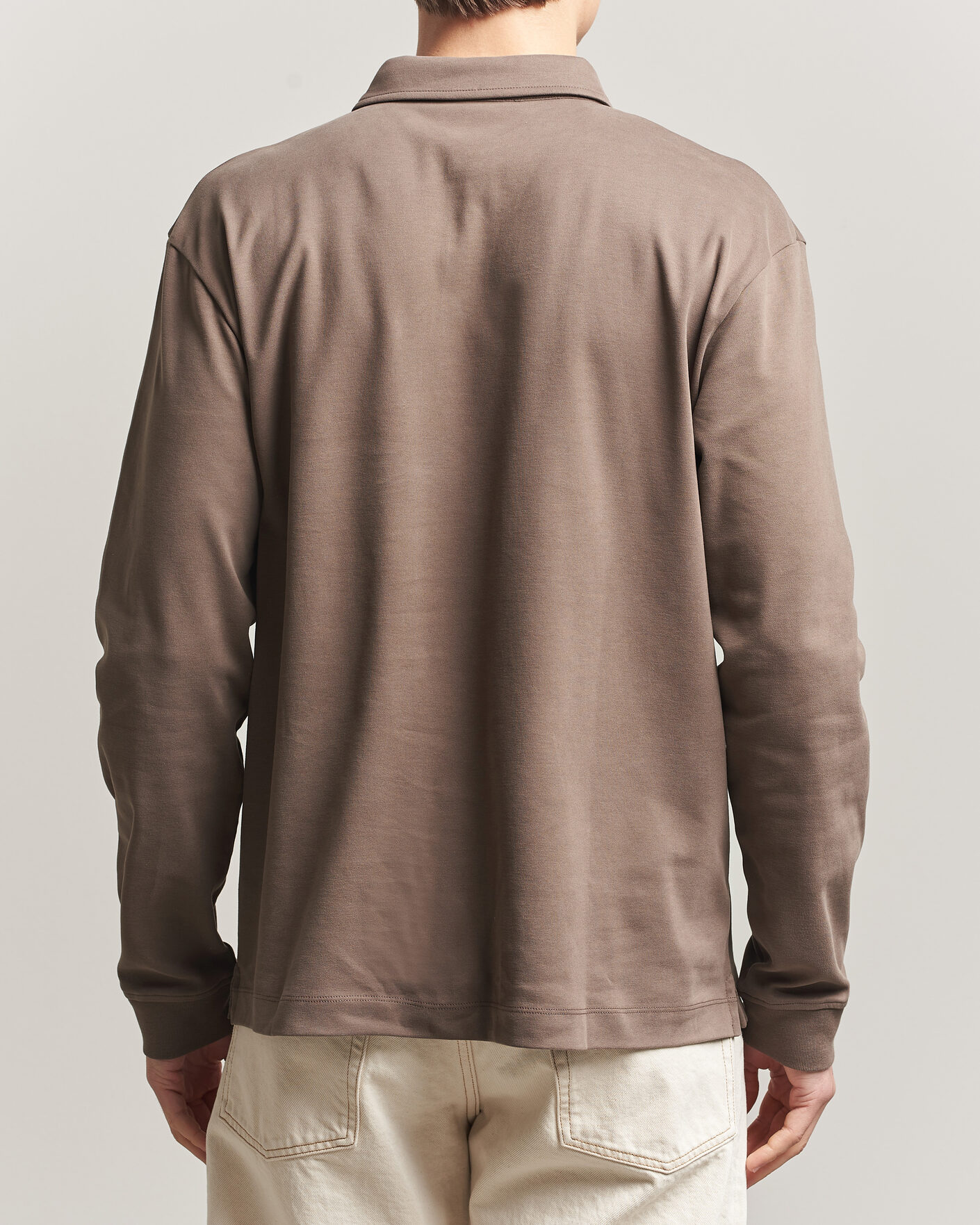 Heren | Polo's | Sunspel | Heavy Weight Supima Cotton Long Sleeve Polo Dark Cedar