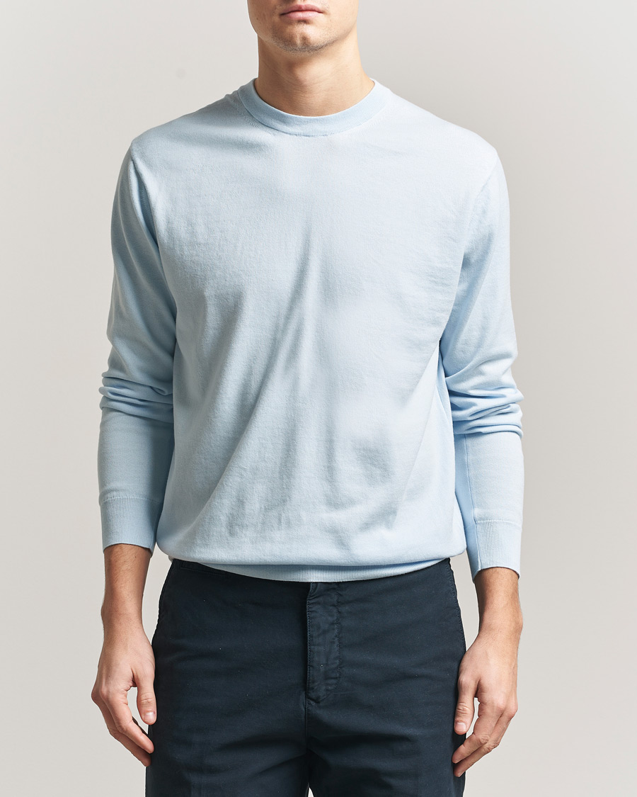 Heren | Truien | Sunspel | Lightweight Knitted Cotton Crew Pastel Blue