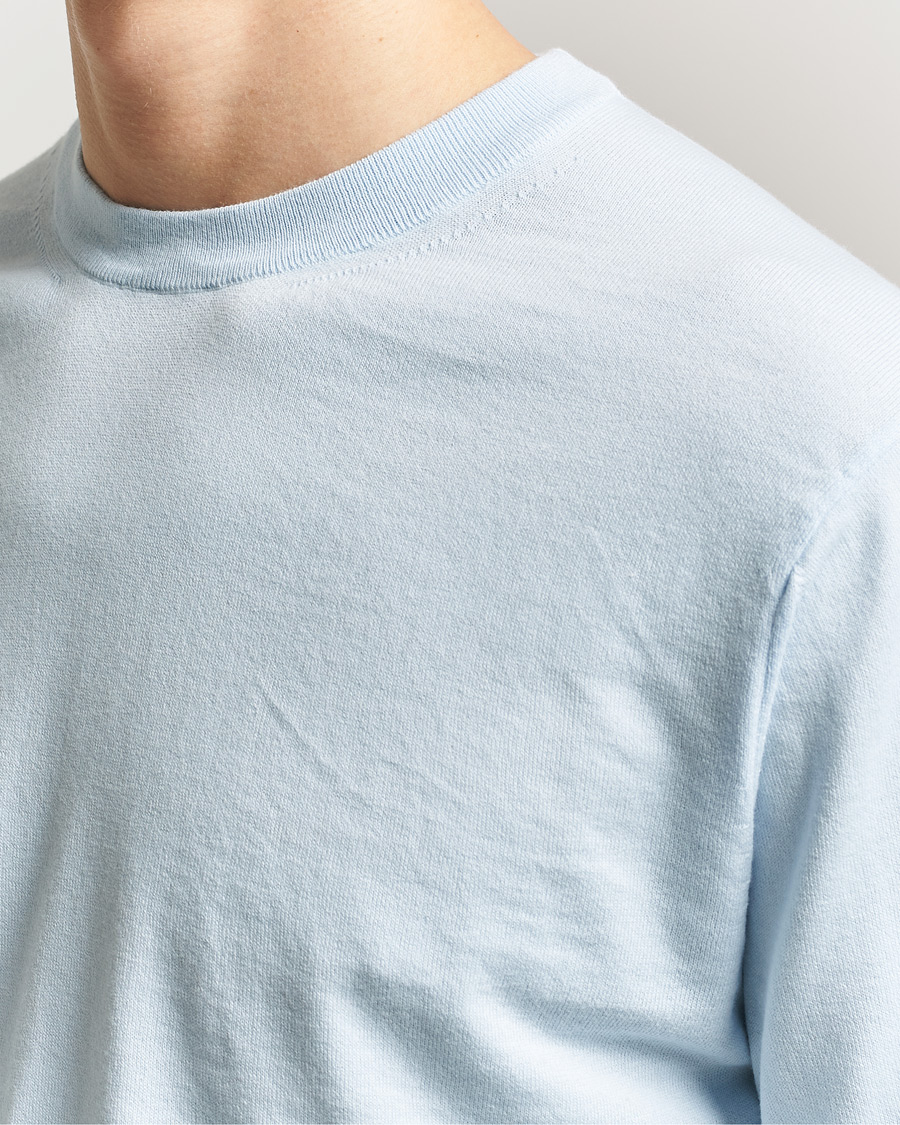 Heren | Truien | Sunspel | Lightweight Knitted Cotton Crew Pastel Blue