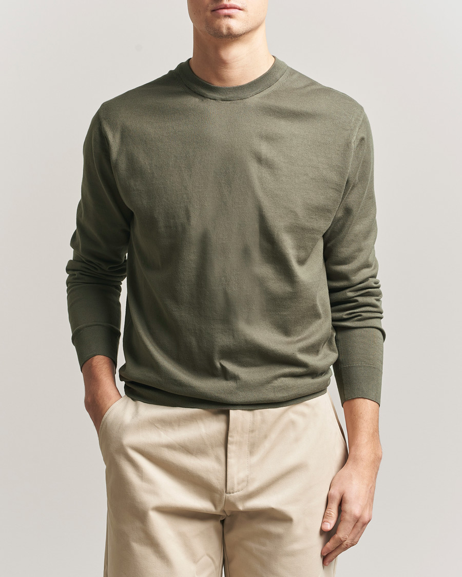 Heren | Truien | Sunspel | Lightweight Knitted Cotton Crew Khaki