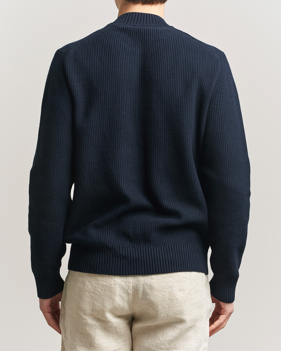 Heren | Truien | Sunspel | Cotton Stitch Mock Neck Navy