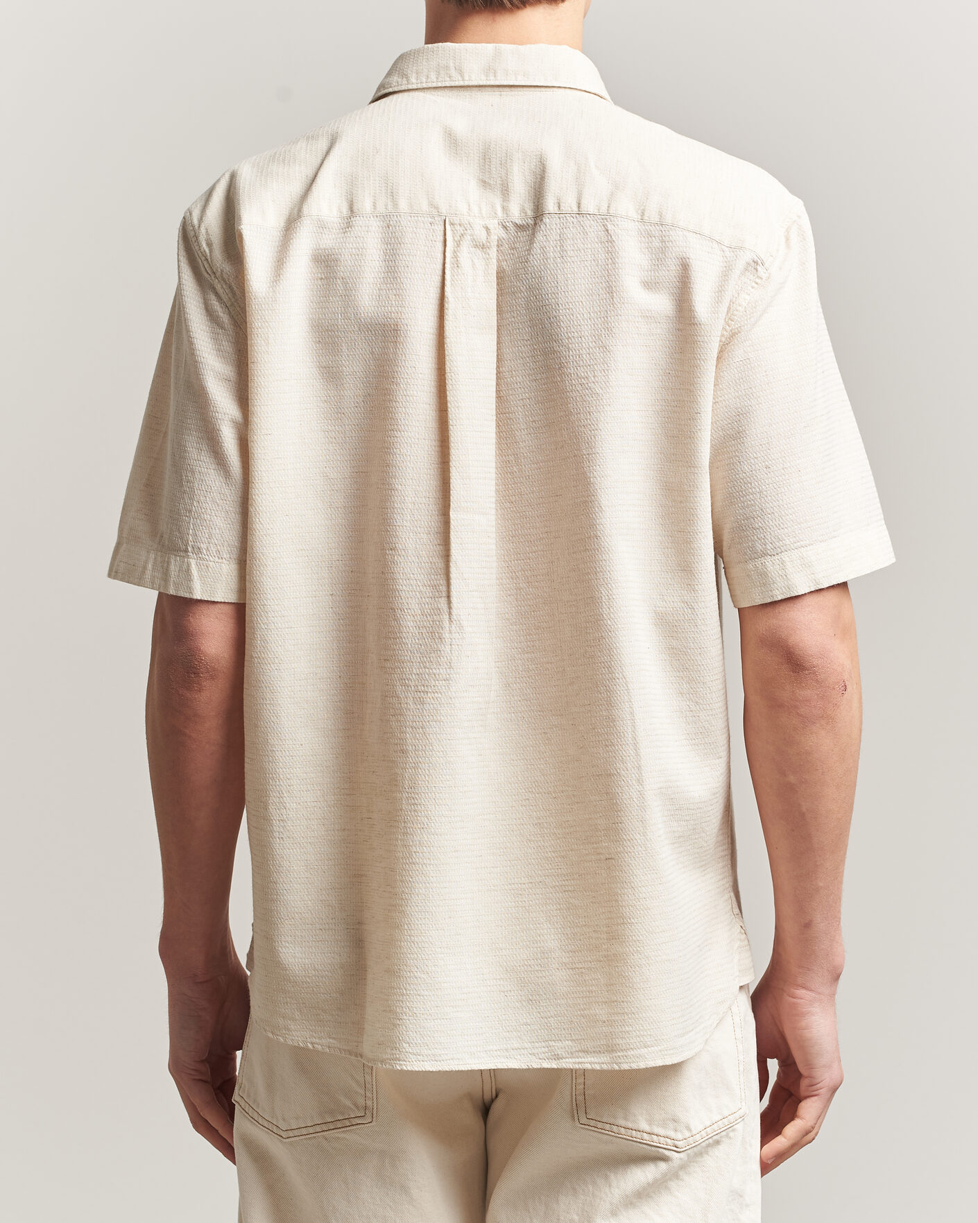 Heren | Overhemden | Sunspel | Natural Texture Linen Shirt Ecru