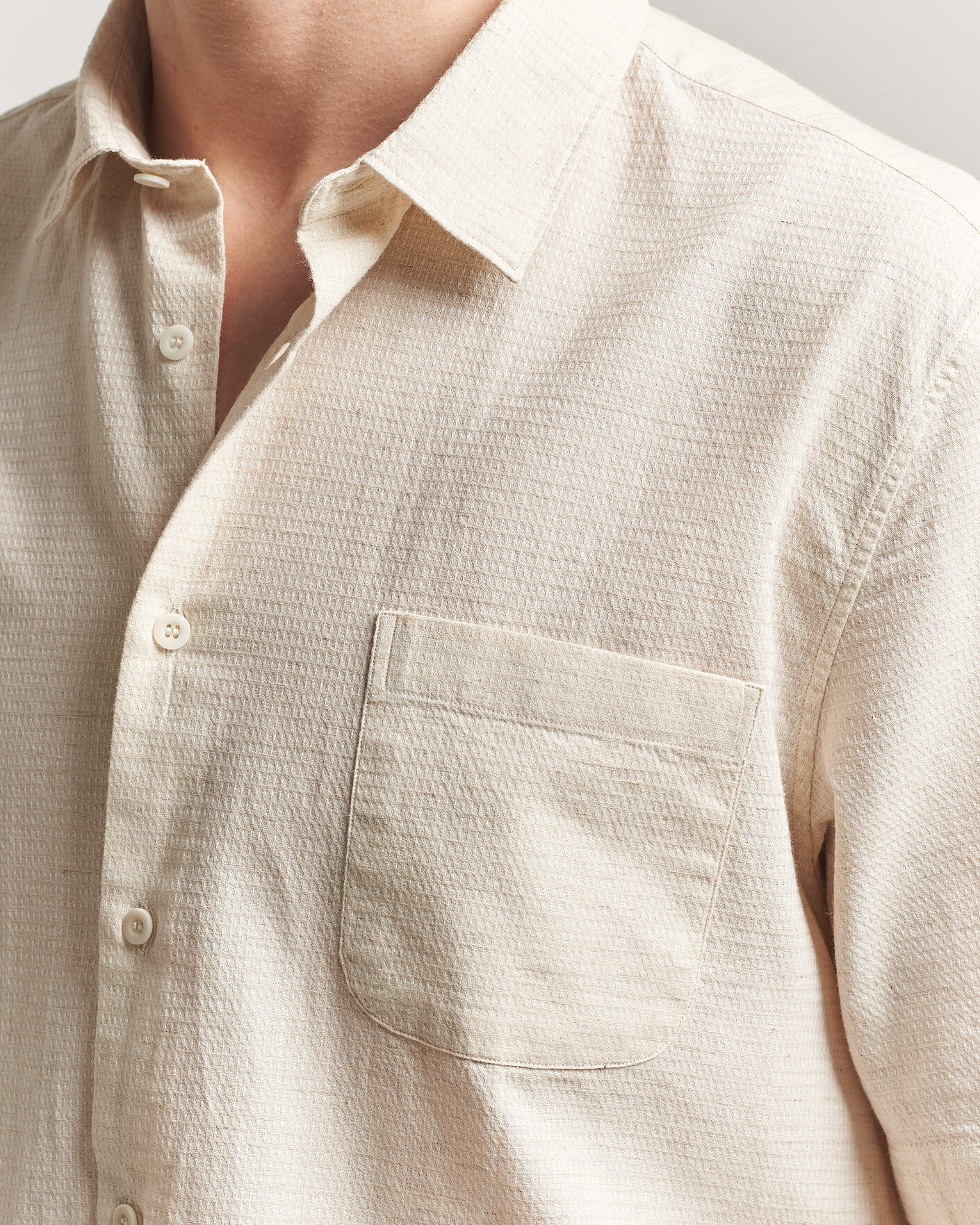 Heren | Overhemden | Sunspel | Natural Texture Linen Shirt Ecru