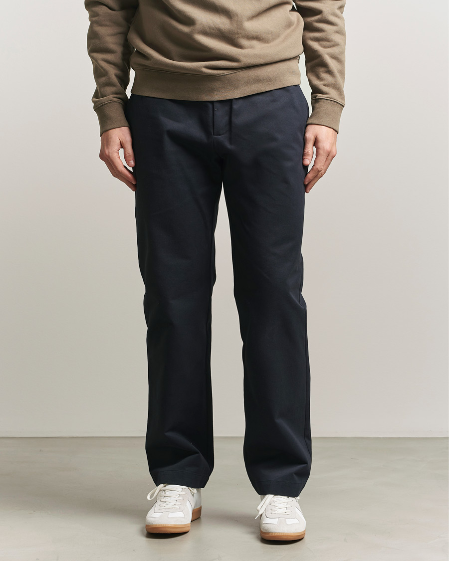 Heren | Broeken | Sunspel | Soft Cotton Drill Trousers Navy