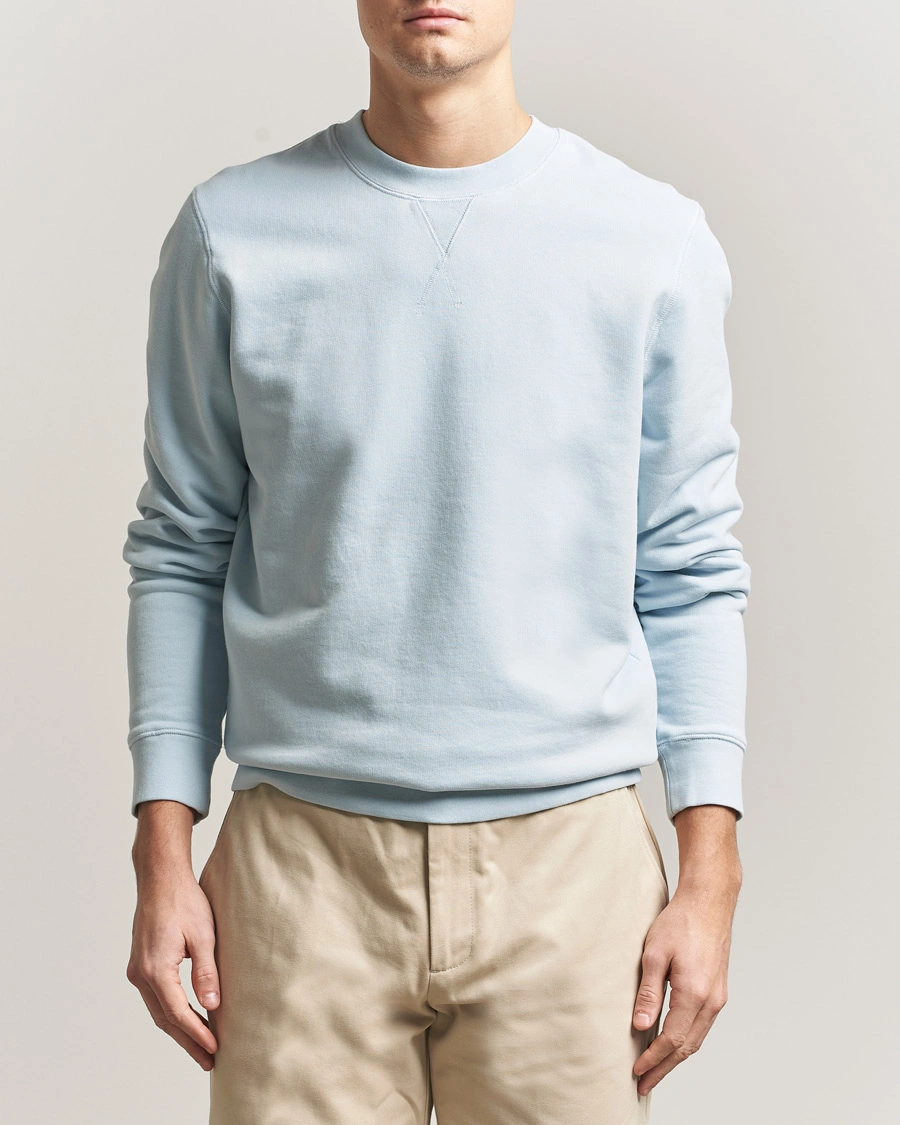 Heren | Truien | Sunspel | Loopback Sweatshirt Pastel Blue
