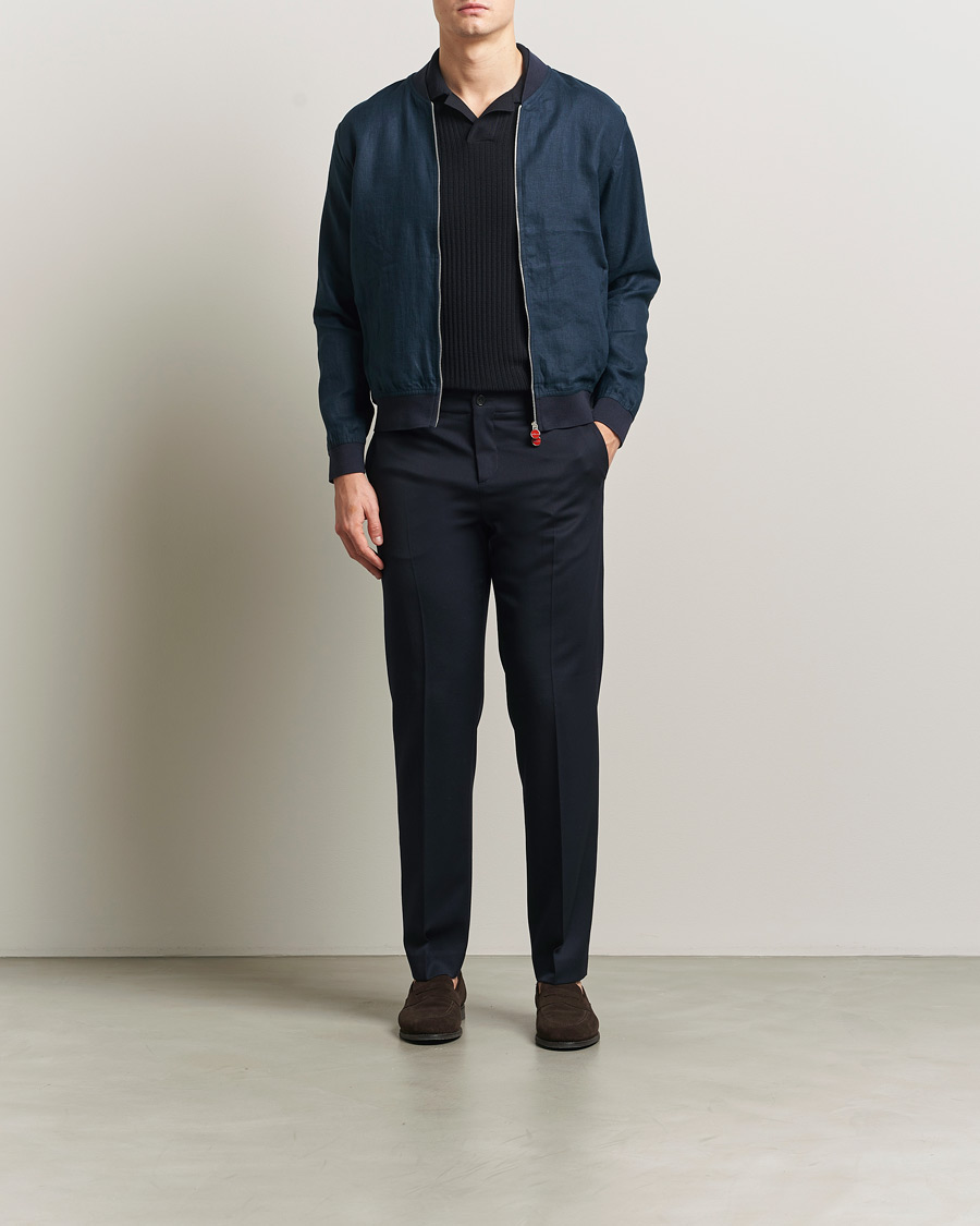 Heren | Jassen | Kiton | Unlined Linen Bomber Jacket Navy