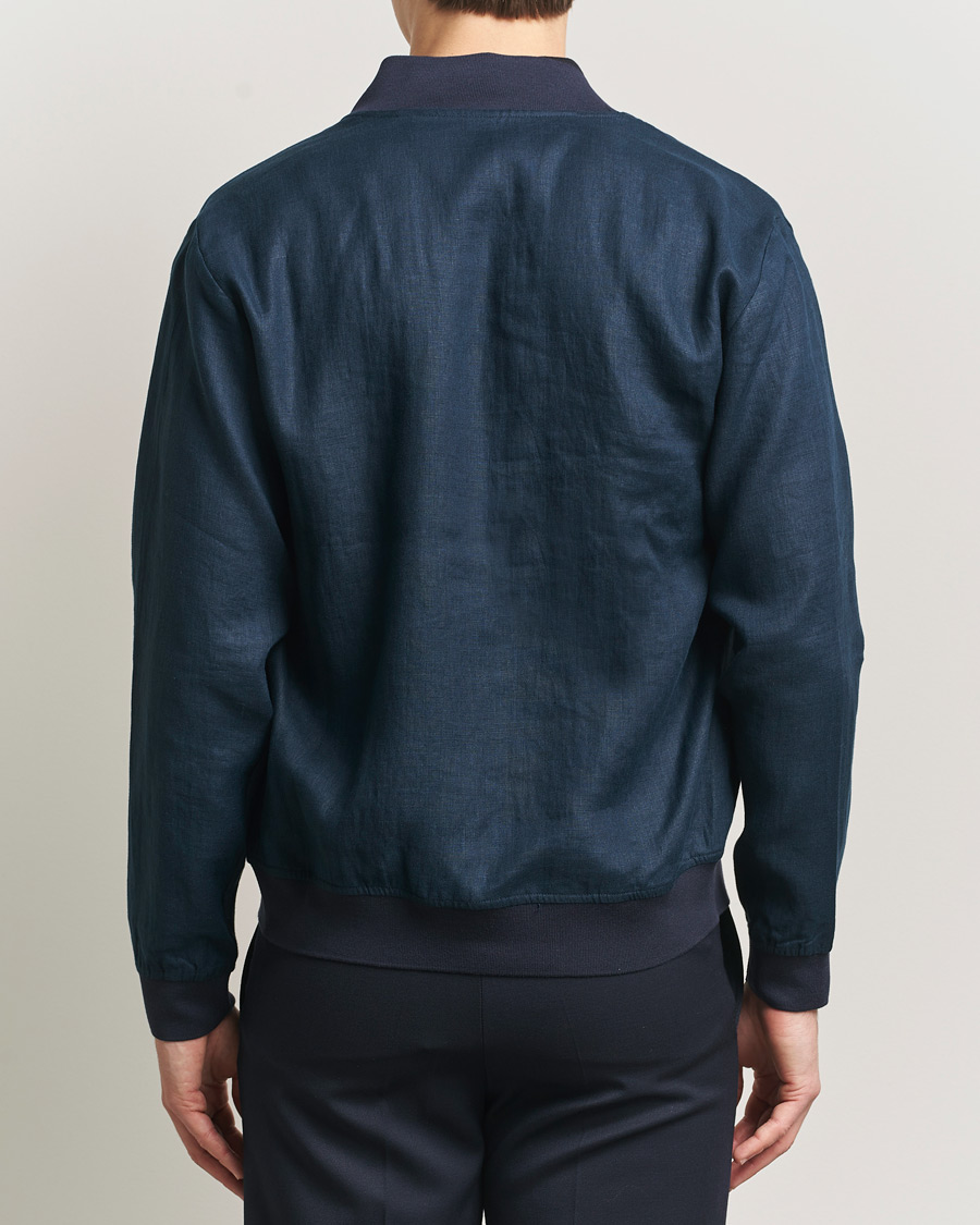 Heren | Jassen | Kiton | Unlined Linen Bomber Jacket Navy