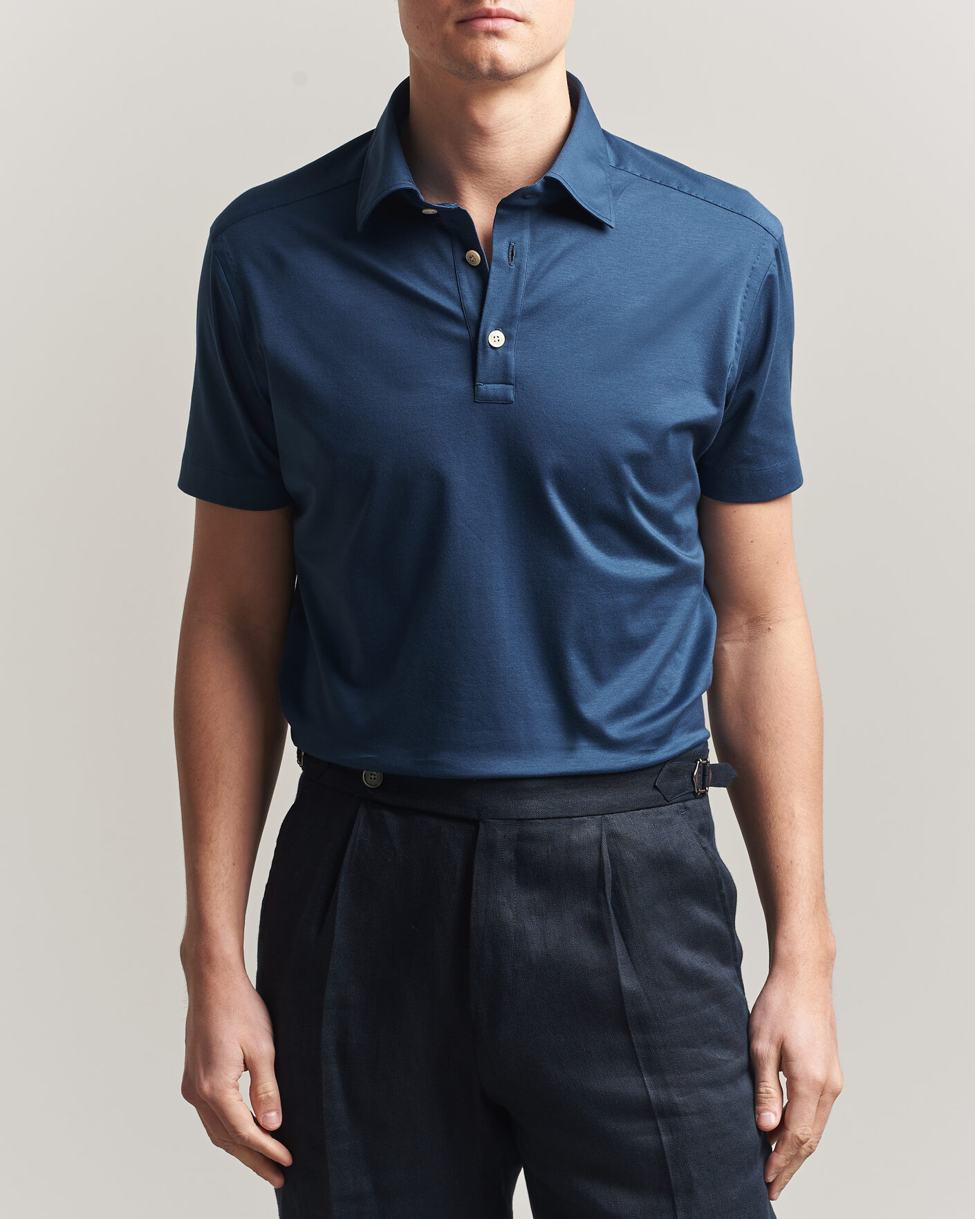 Heren | Polo's | Kiton | Short Sleeve Jersey Polo Dark Blue