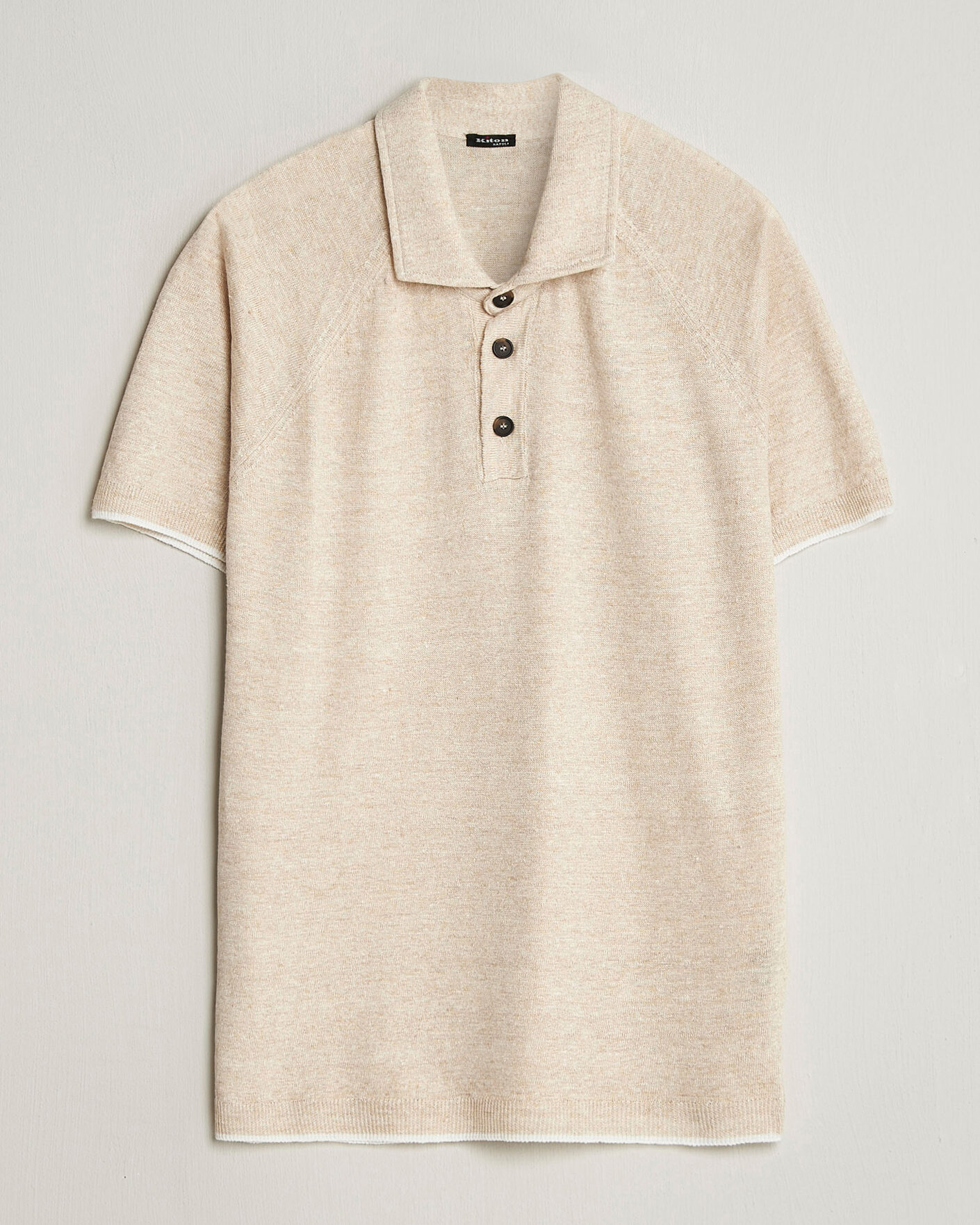 Heren | Polo's | Kiton | Linen Raglan Polo Shirt Ecru