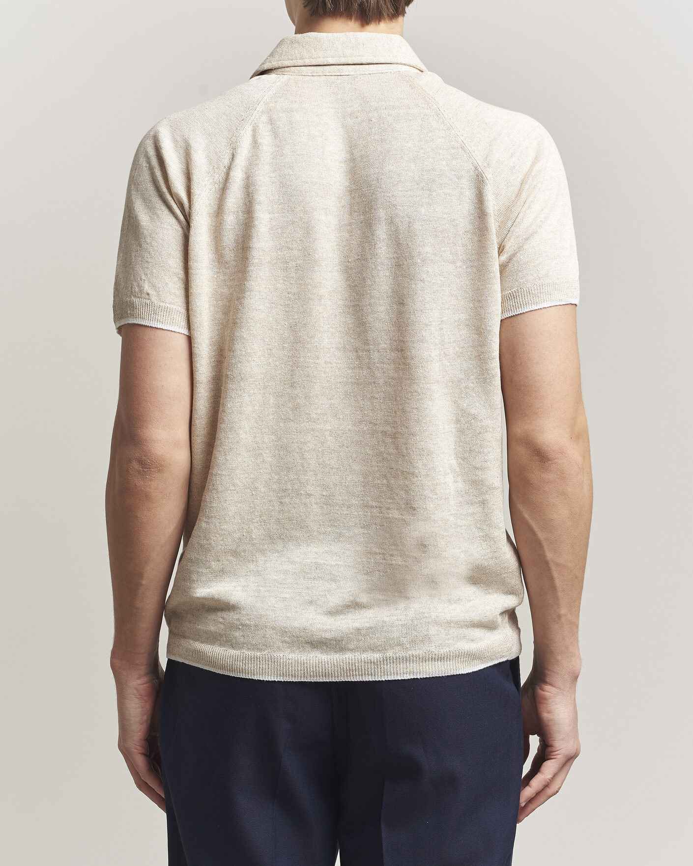 Heren | Polo's | Kiton | Linen Raglan Polo Shirt Ecru