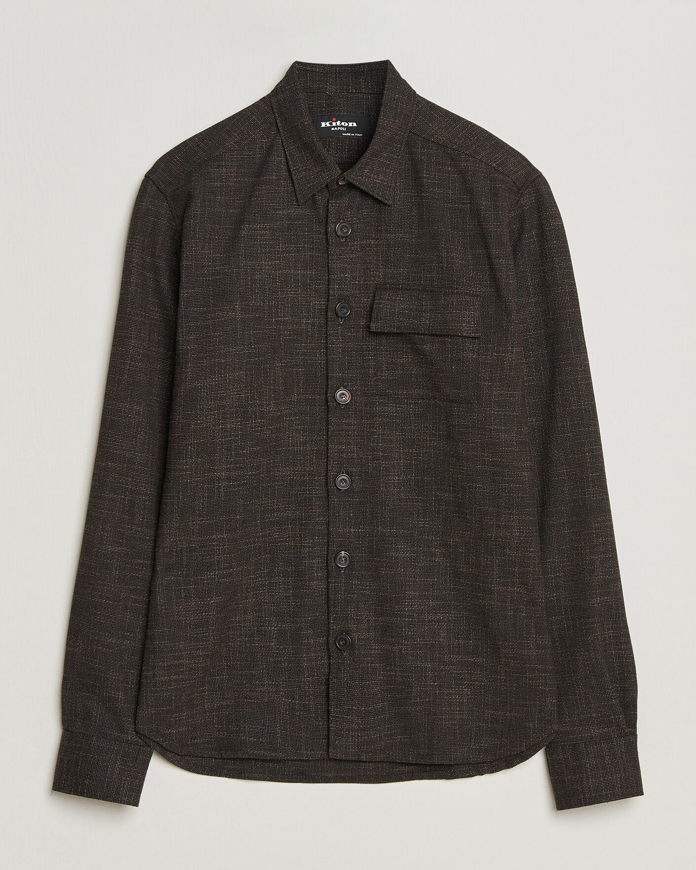 Heren | Overhemden | Kiton | Virgin Wool Overshirt Dark Brown