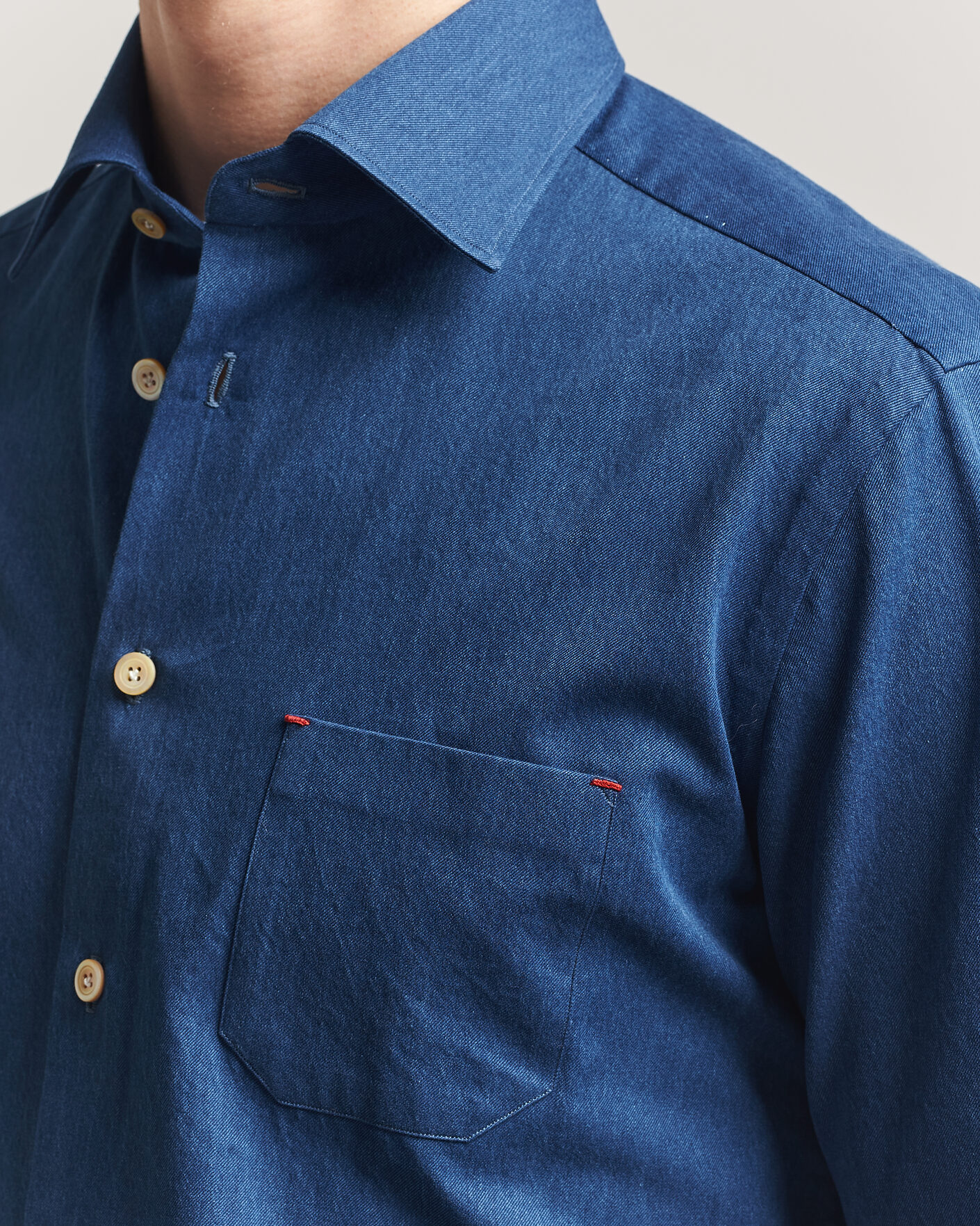 Heren | Overhemden | Kiton | Denim Sport Shirt Medium Blue