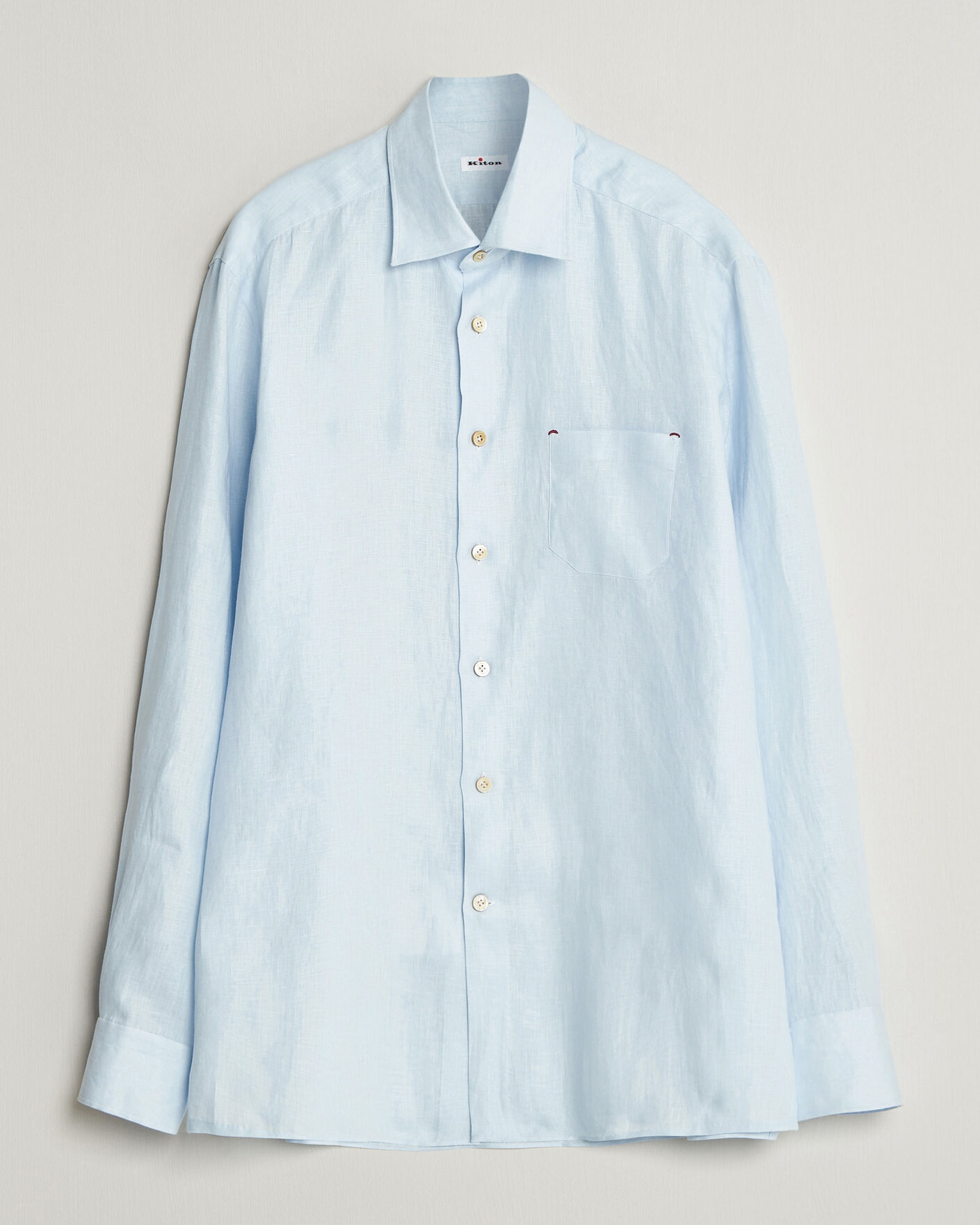 Heren | Overhemden | Kiton | Linen Sport Shirt Light Blue
