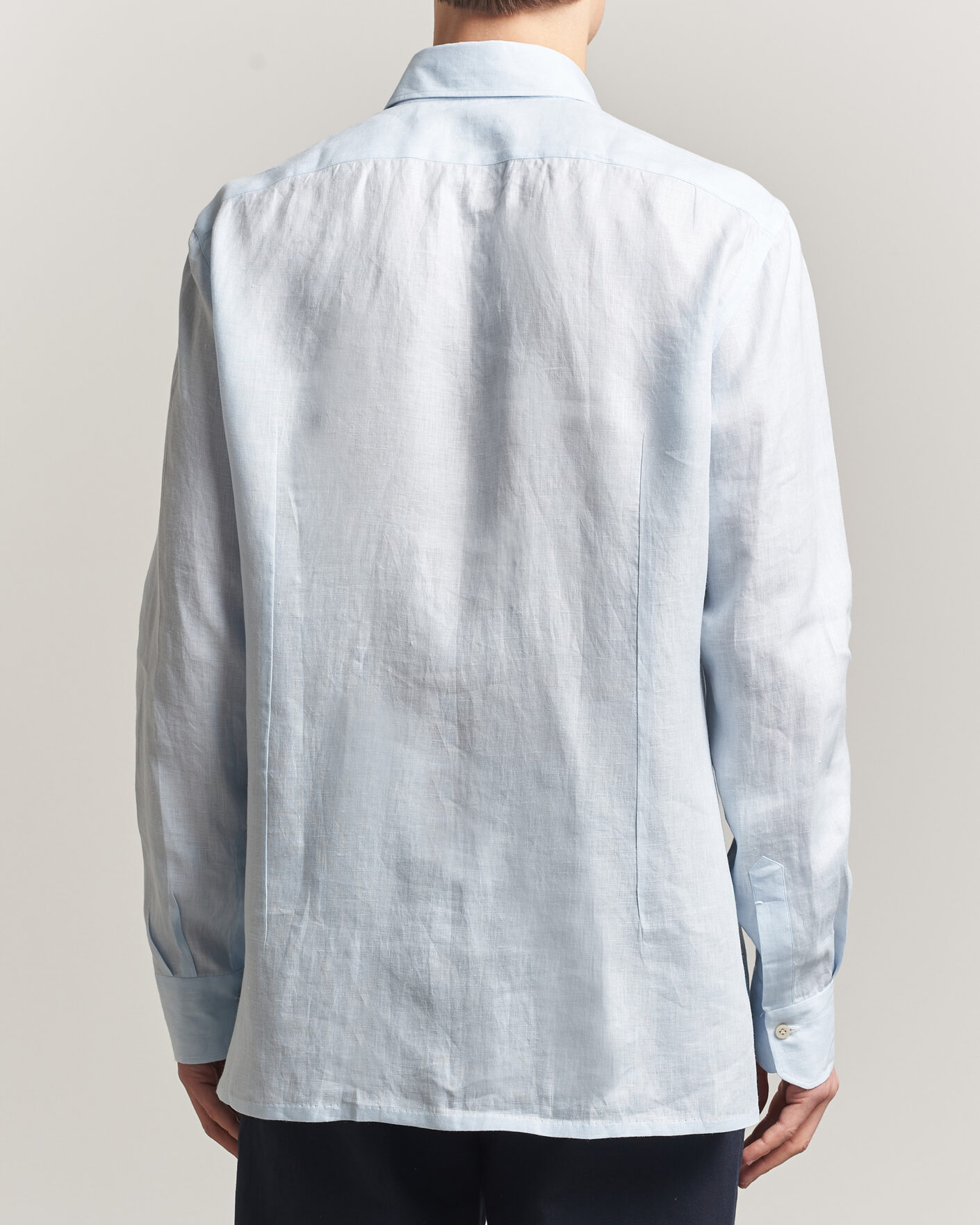 Heren | Overhemden | Kiton | Linen Sport Shirt Light Blue