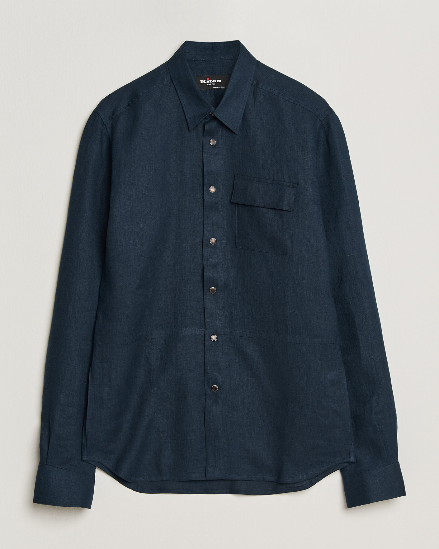 Heren | Overhemden | Kiton | Linen Overshirt Navy