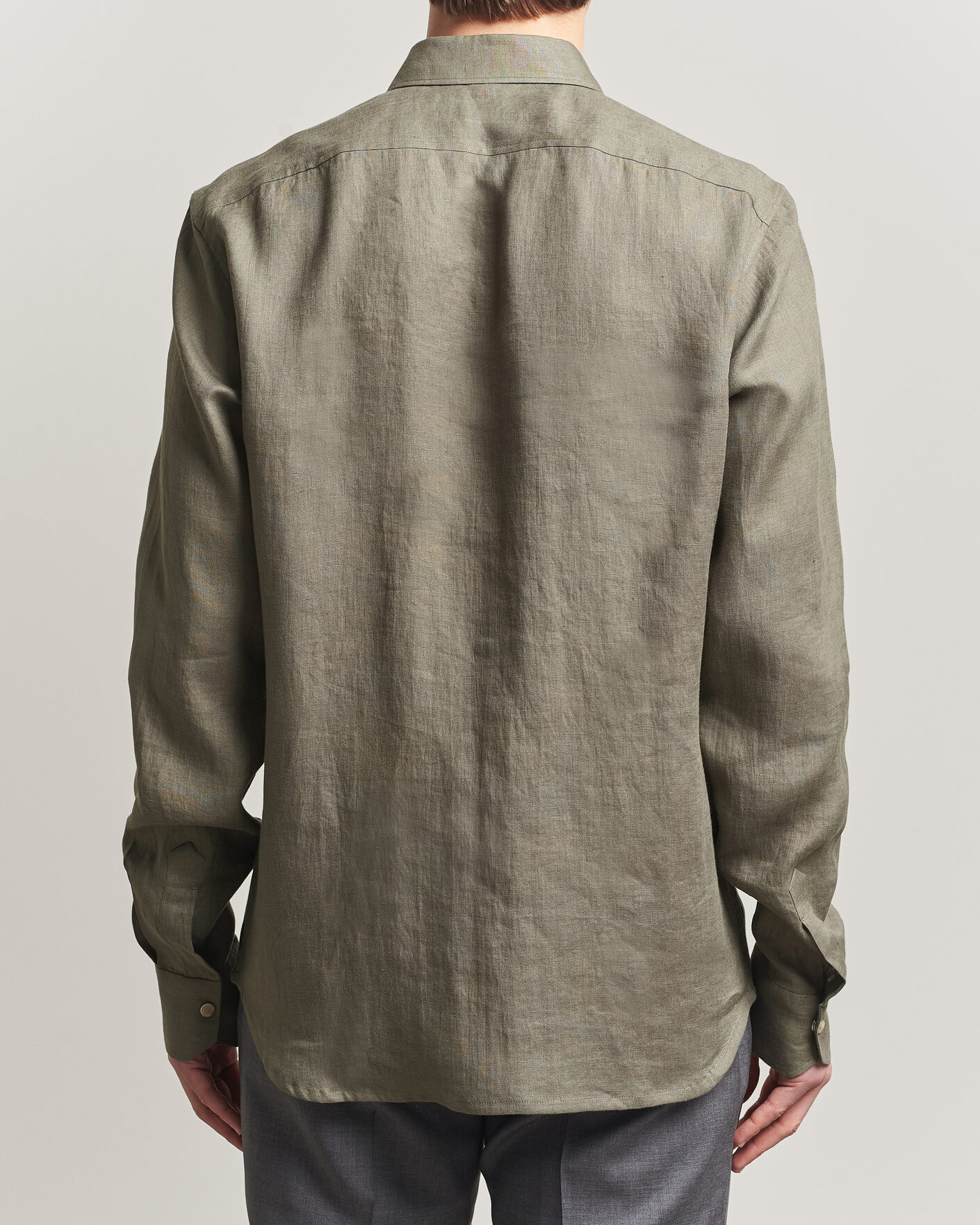 Heren | Overhemden | Kiton | Linen Overshirt Khaki