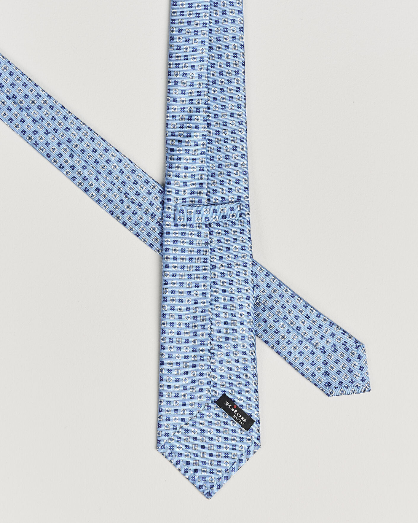 Heren | Kiton Printed Flower Silk Tie Light Blue | Kiton | Printed Flower Silk Tie Light Blue
