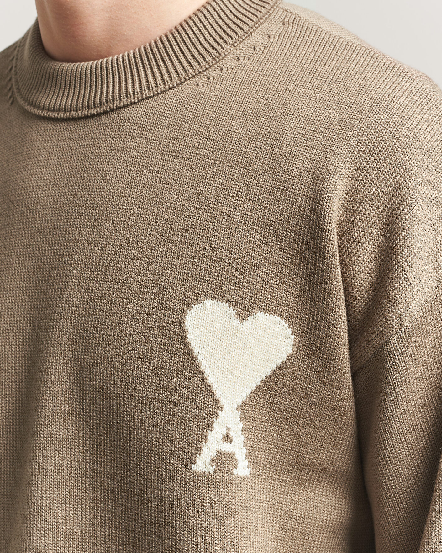 Heren | Truien | AMI | Big Heart Wool Sweater Beige