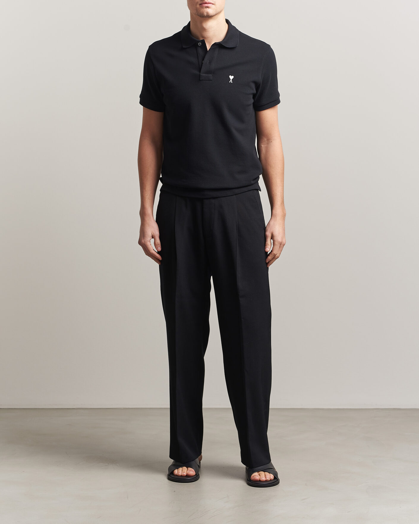 Heren | Polo's | AMI | Contrast Heart Logo Polo Black